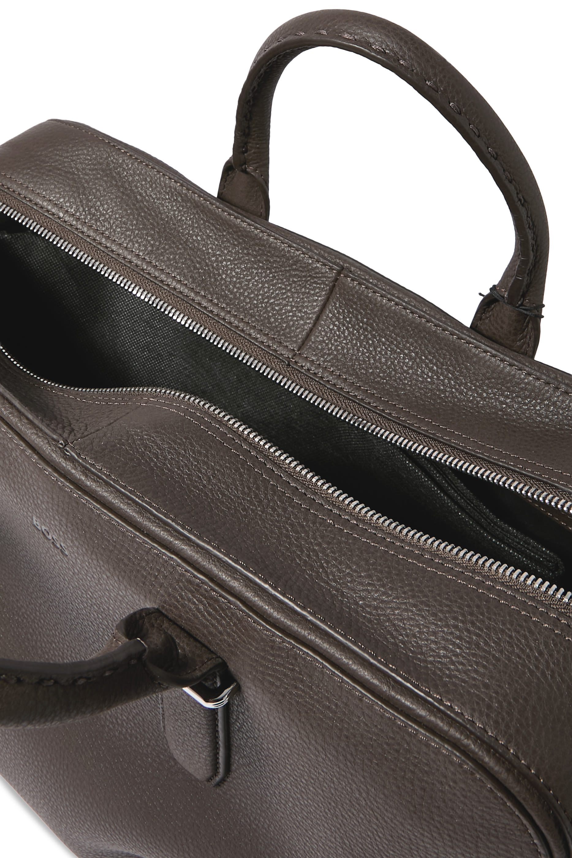 Embossed Logo Grained-Leather Holdall