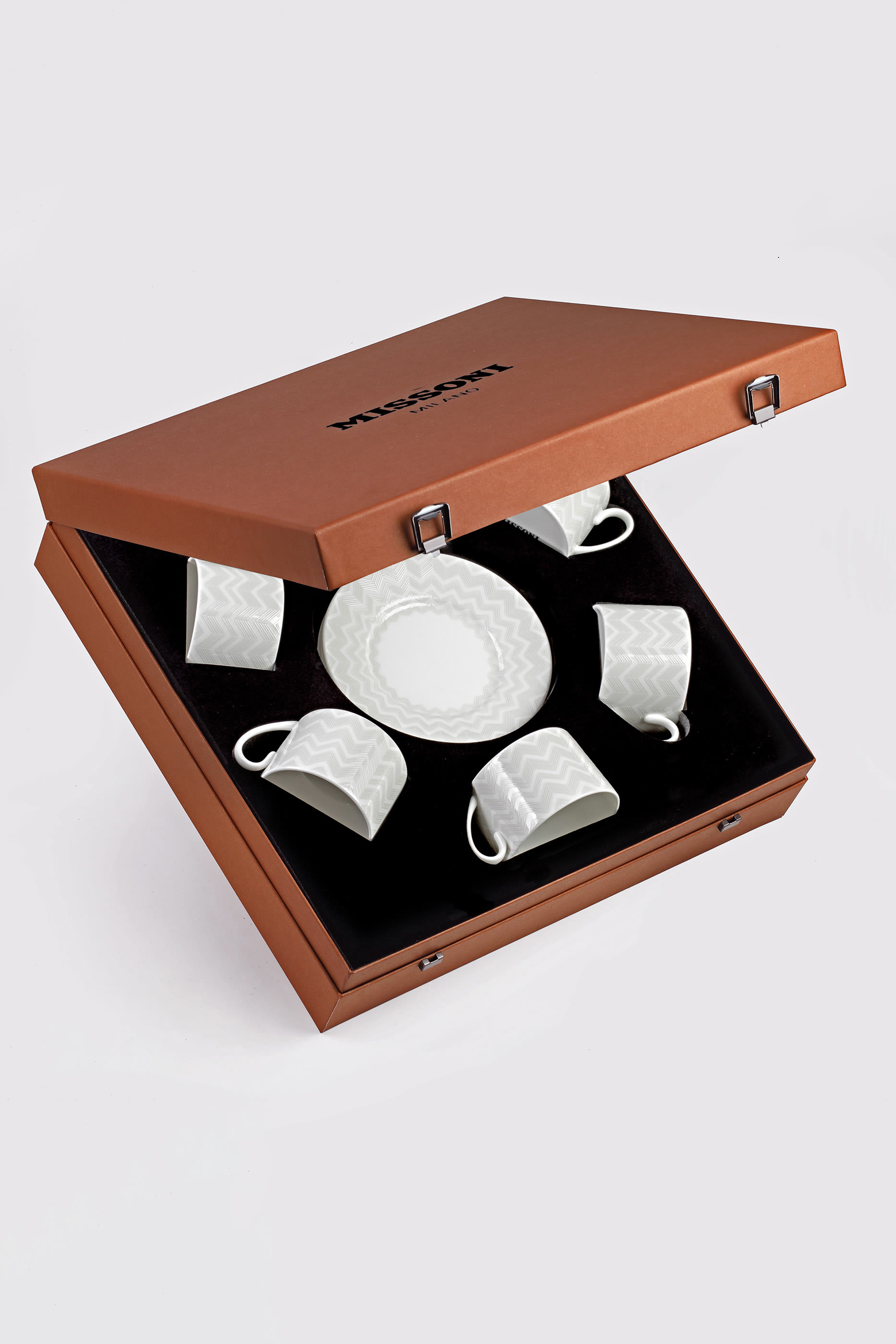 Zig-Zag Teacup & Saucer, Set of 6