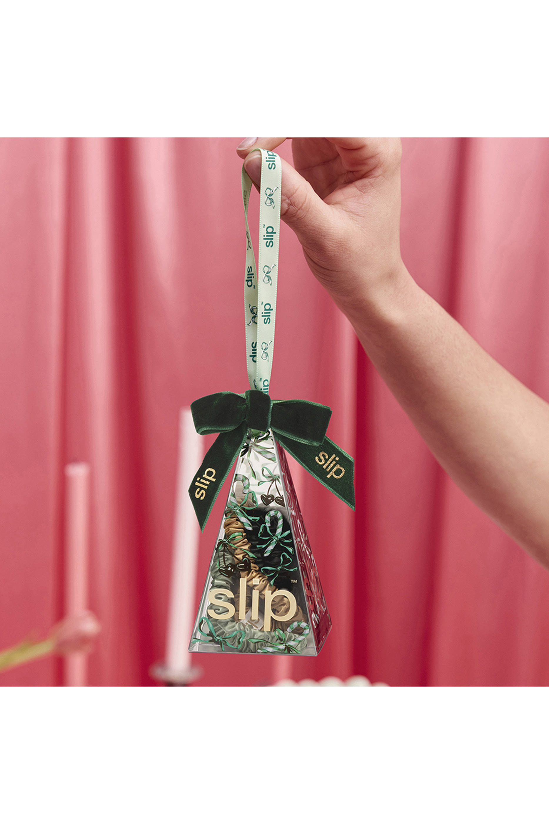 Sweetie Pie Silk Skinny Scrunchie Ornament, Set of 4