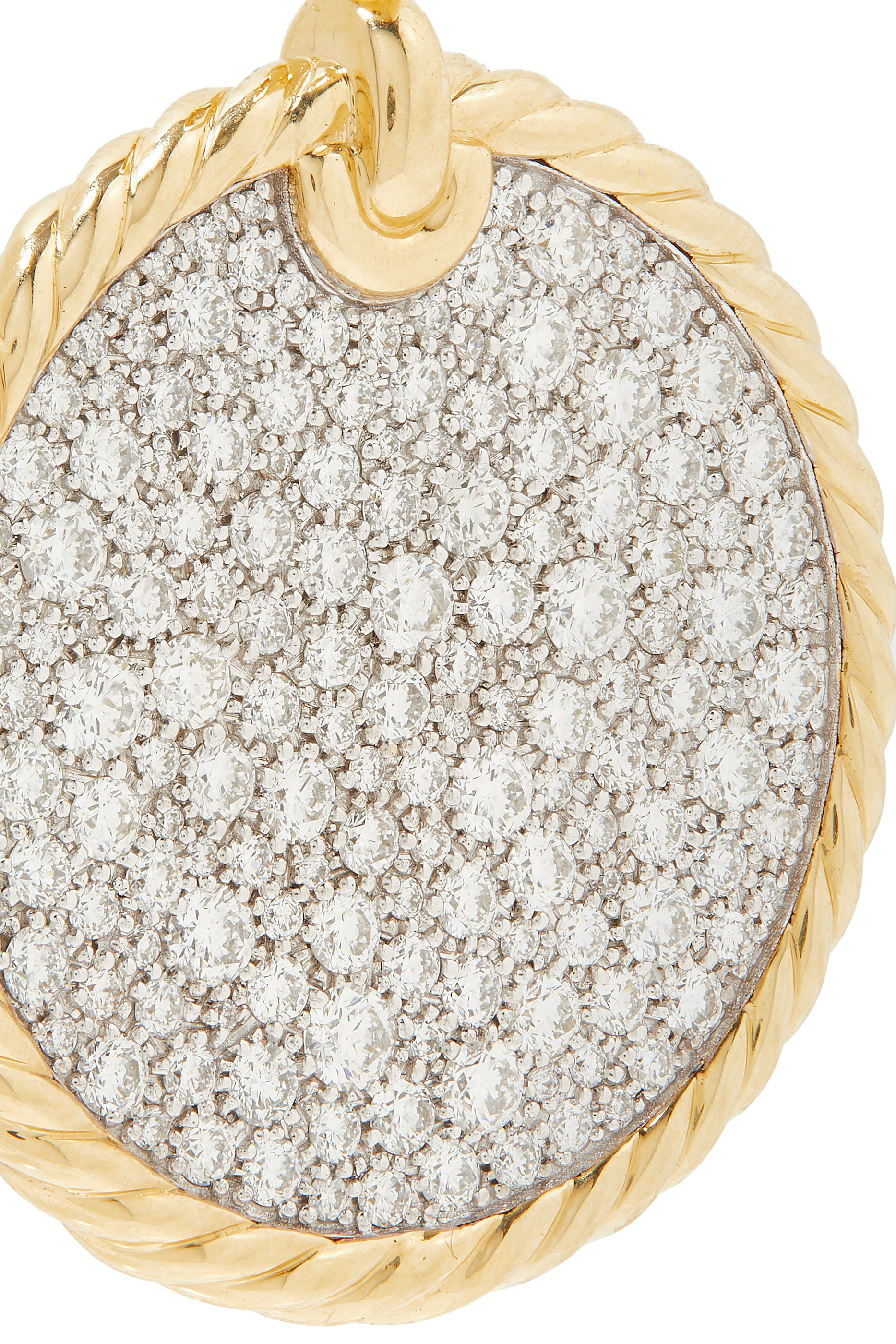 DY Elements&reg; Disc Pendant in 18K Yellow Gold with Pav&eacute; Diamonds