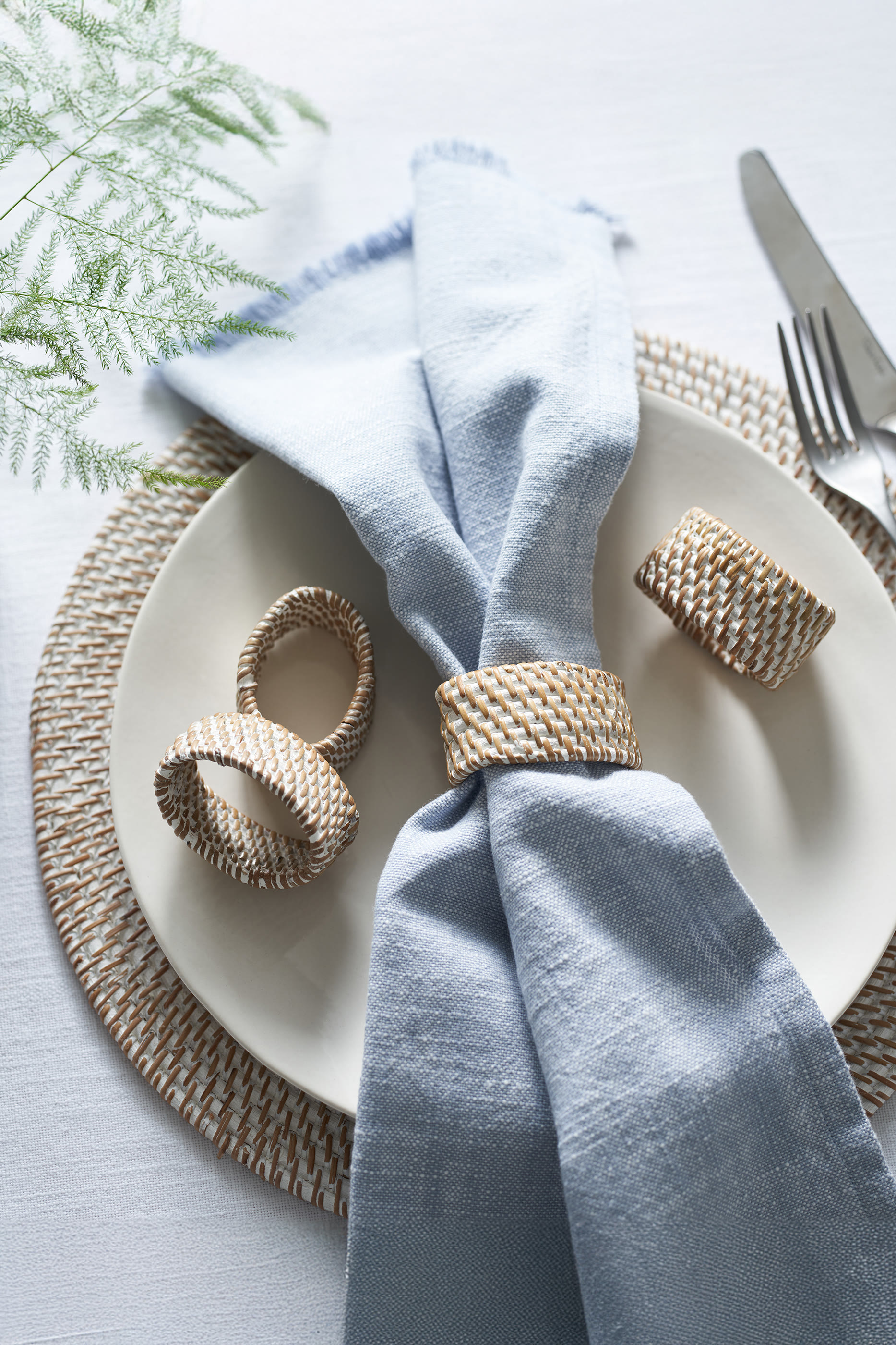 Whitewashed Rattan Napkin Rings
