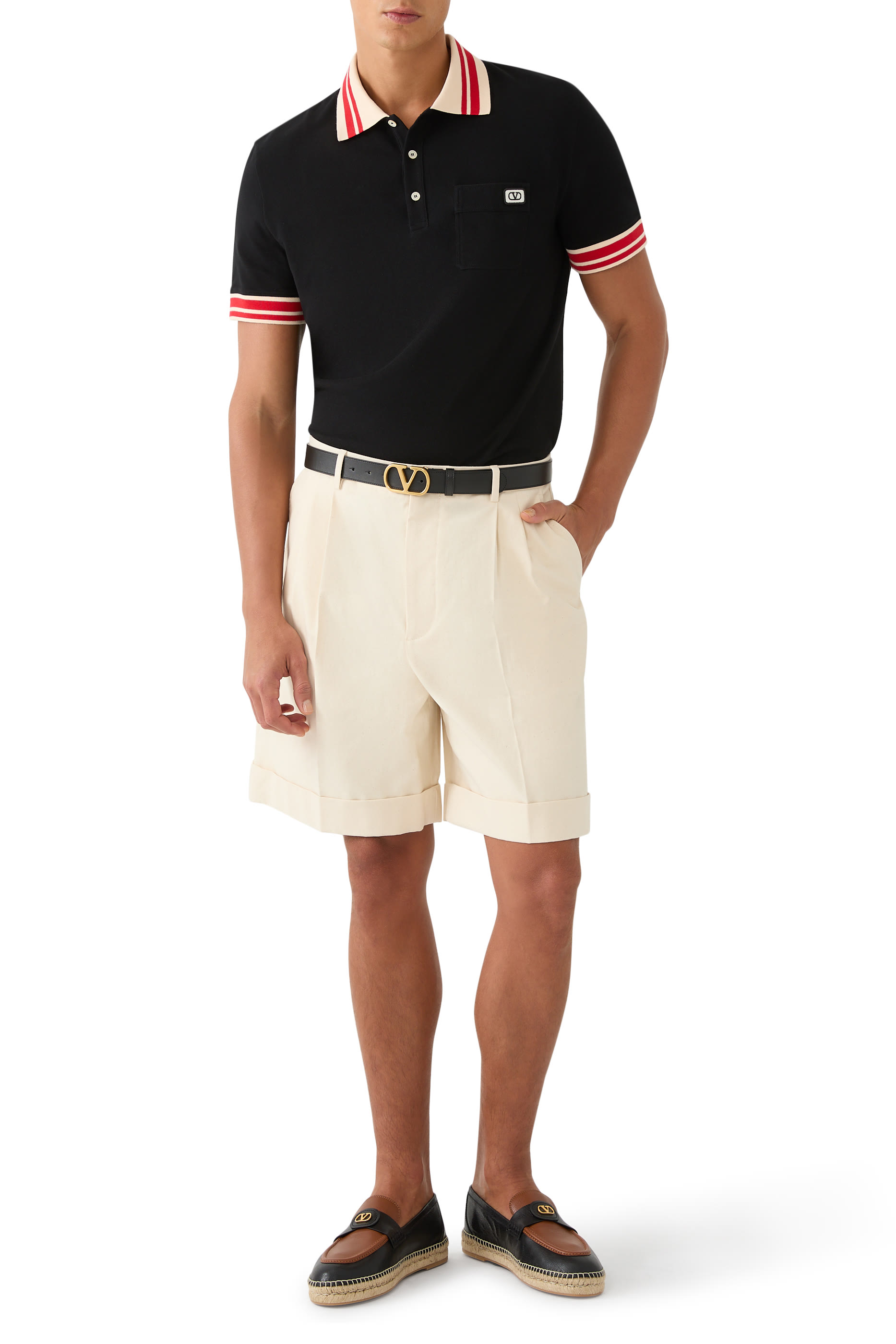 VLogo Patch Cotton Piqu&eacute; Polo Shirt