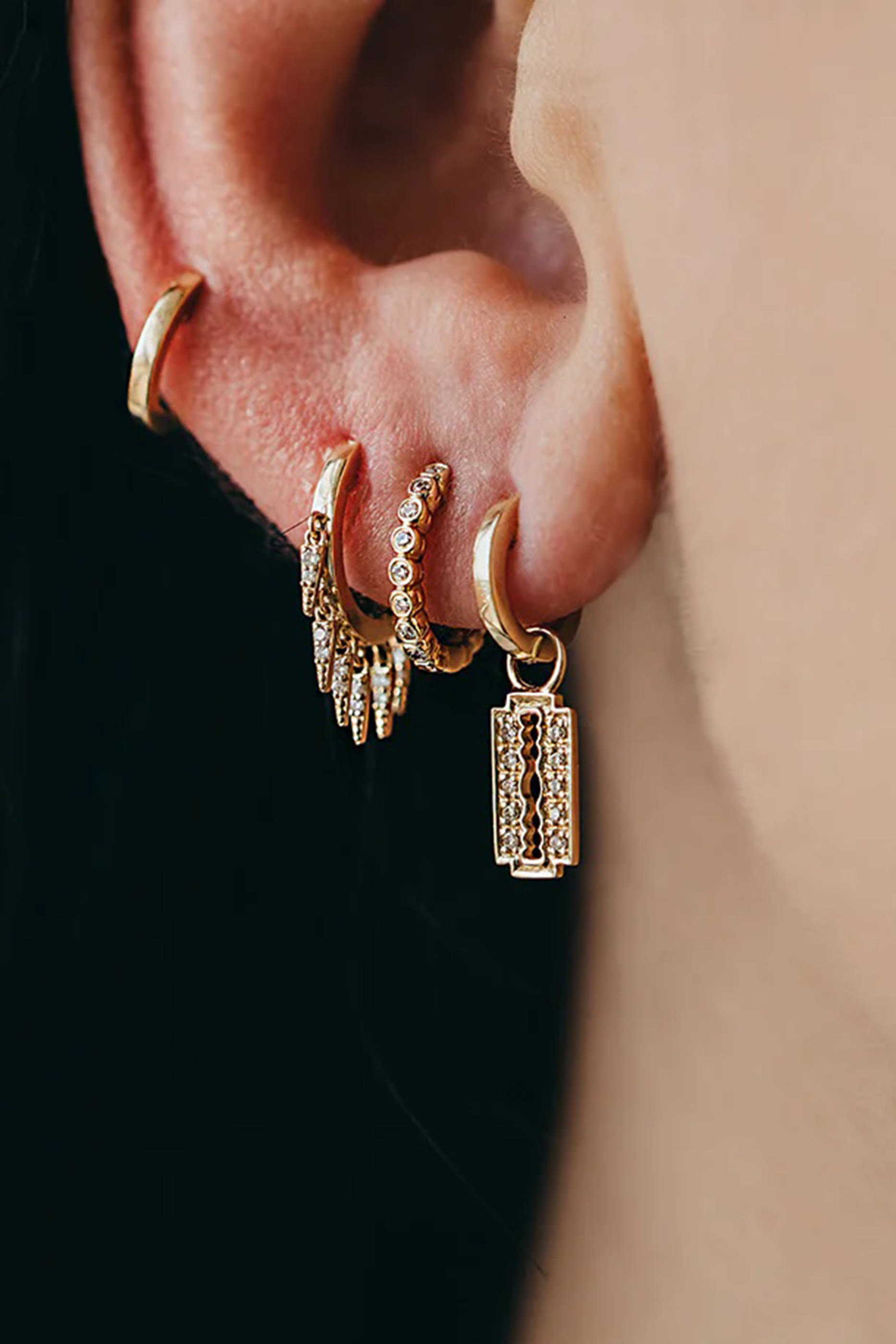 Diamond Fringe Huggie Hoops