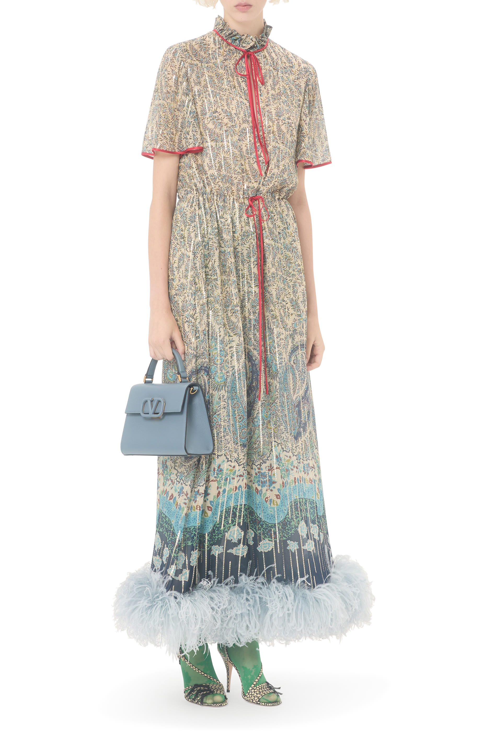 VSling Grainy Calfskin Leather Handbag