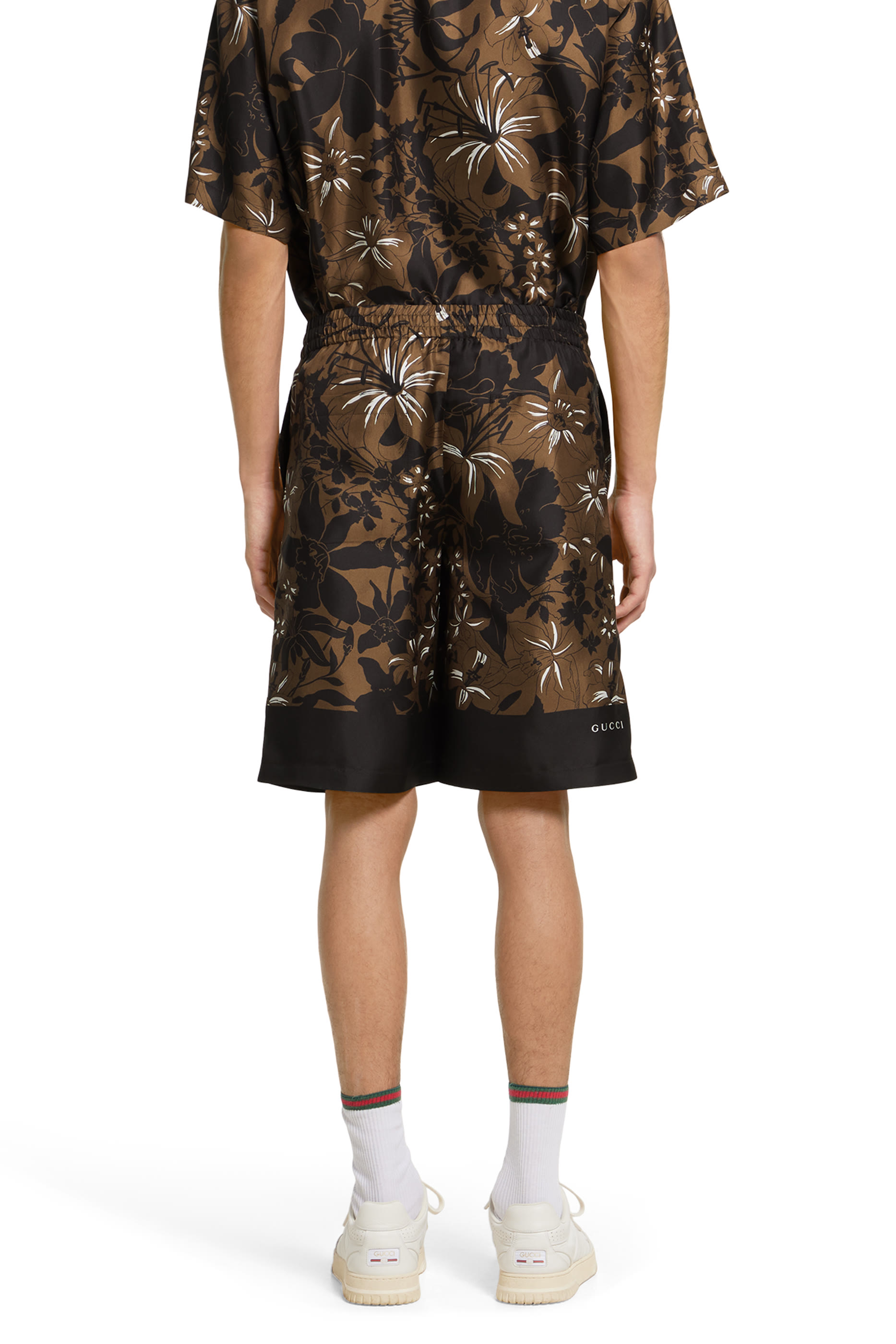 Printed Silk Twill Shorts