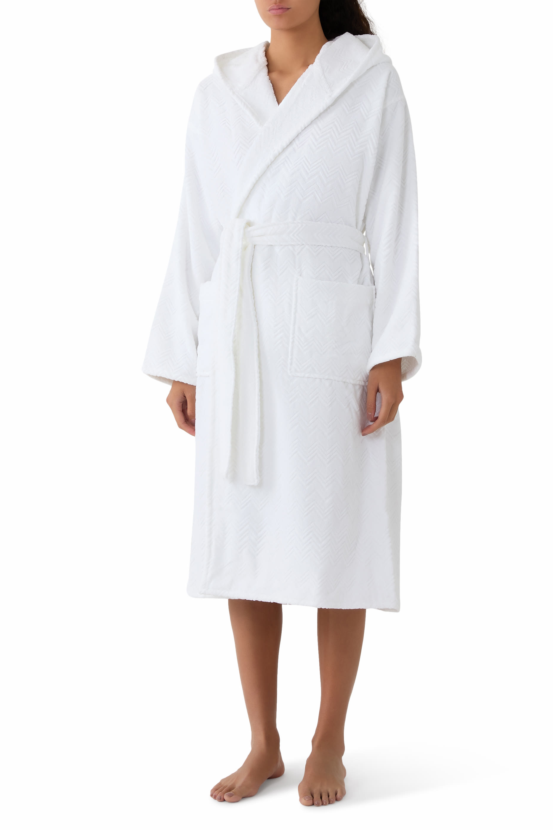 Chalk Hooded Bathrobe