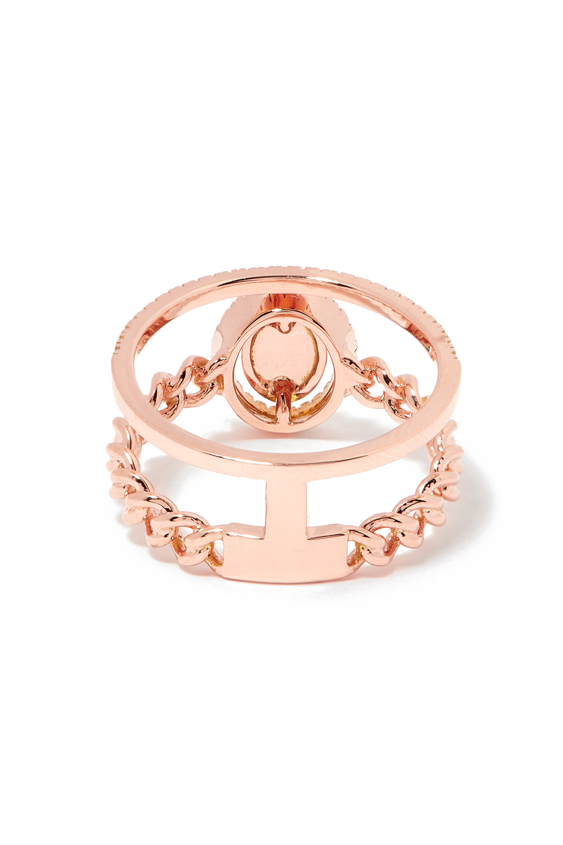 Quwa Double Oval Ring, 18K Rose Gold & Diamonds