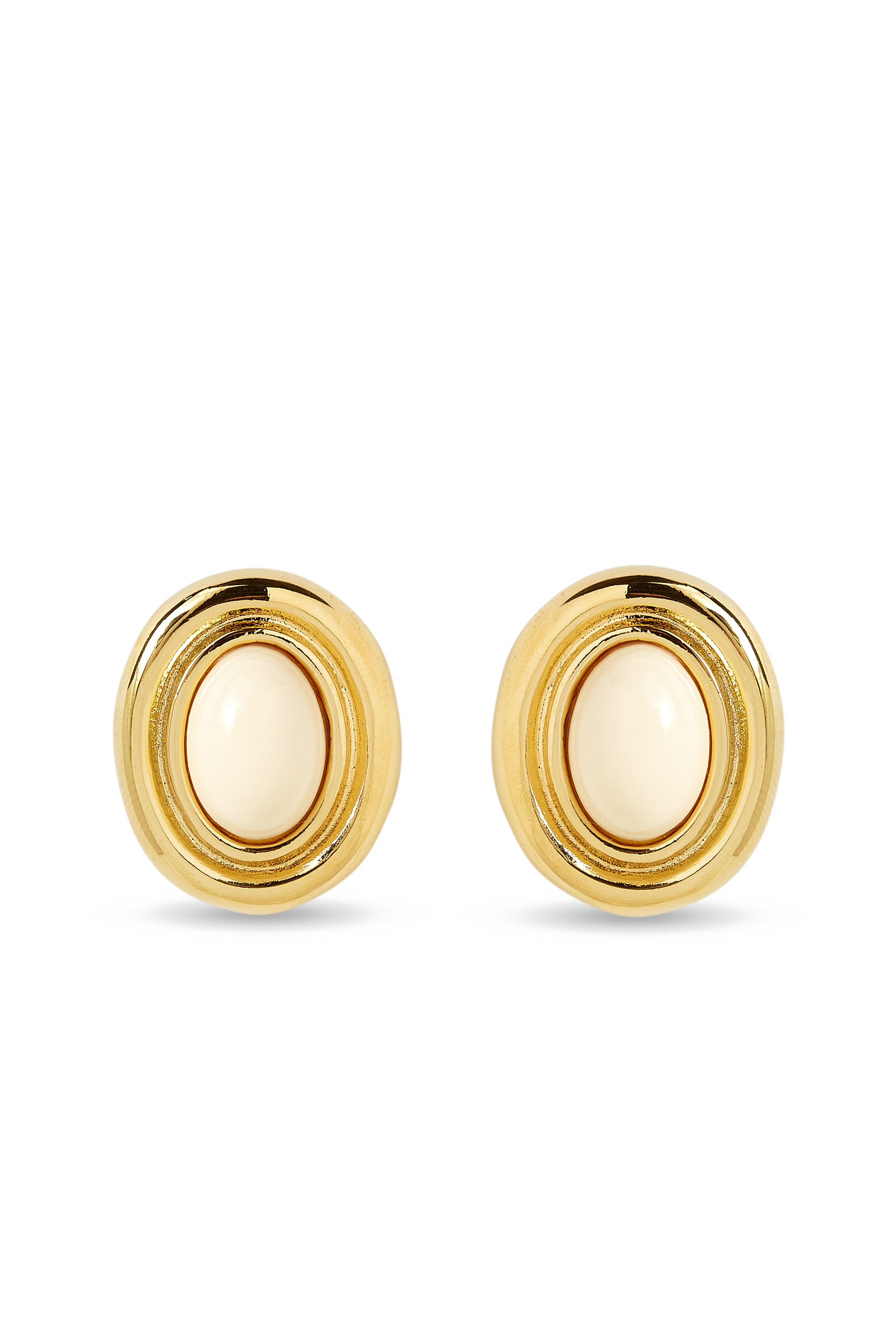 Prize Earrings, 18k Gold PVD Plated Stainless Steel with Soft Cream Enamel