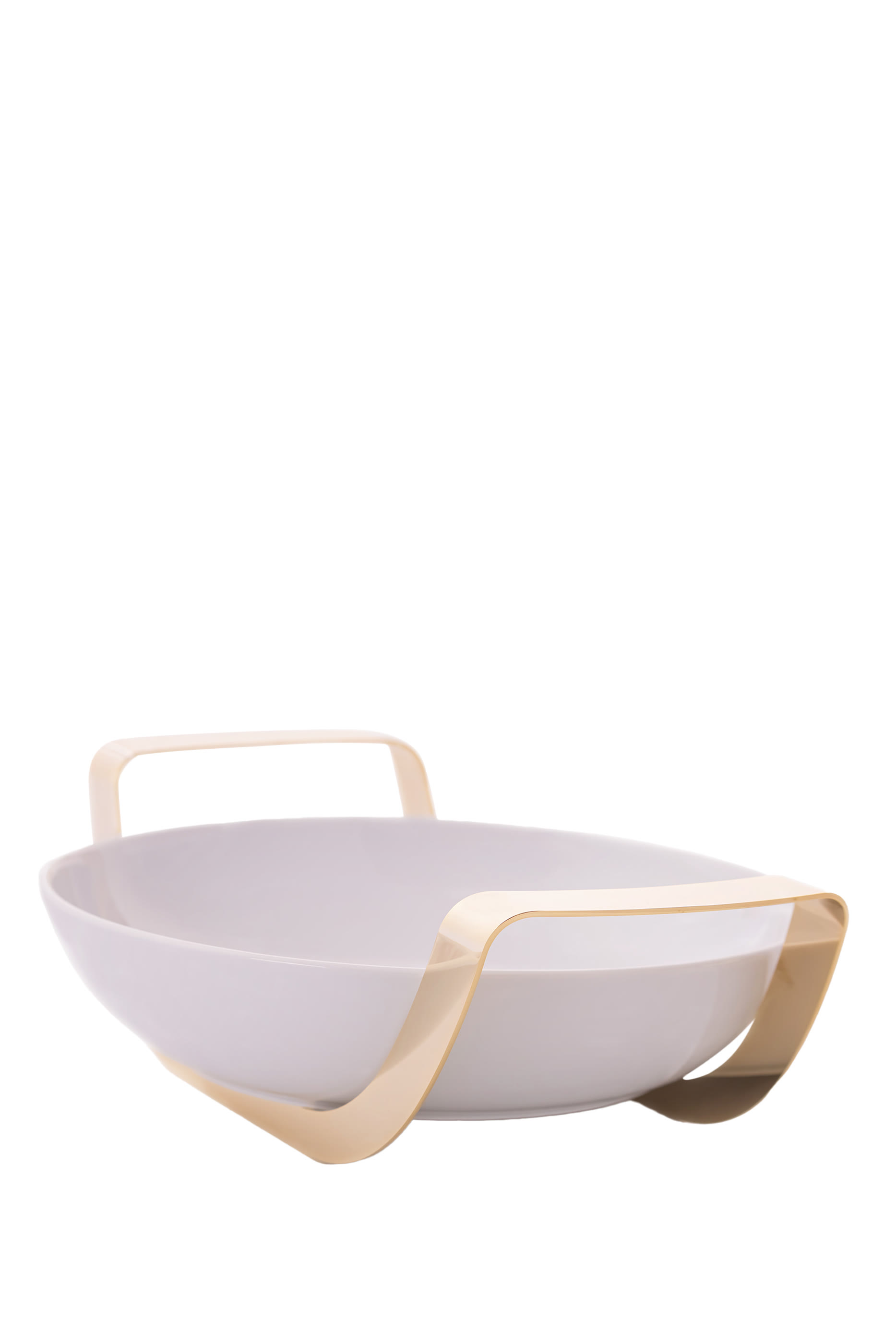 Round Porcelain Dish with Stainless Steel Holder