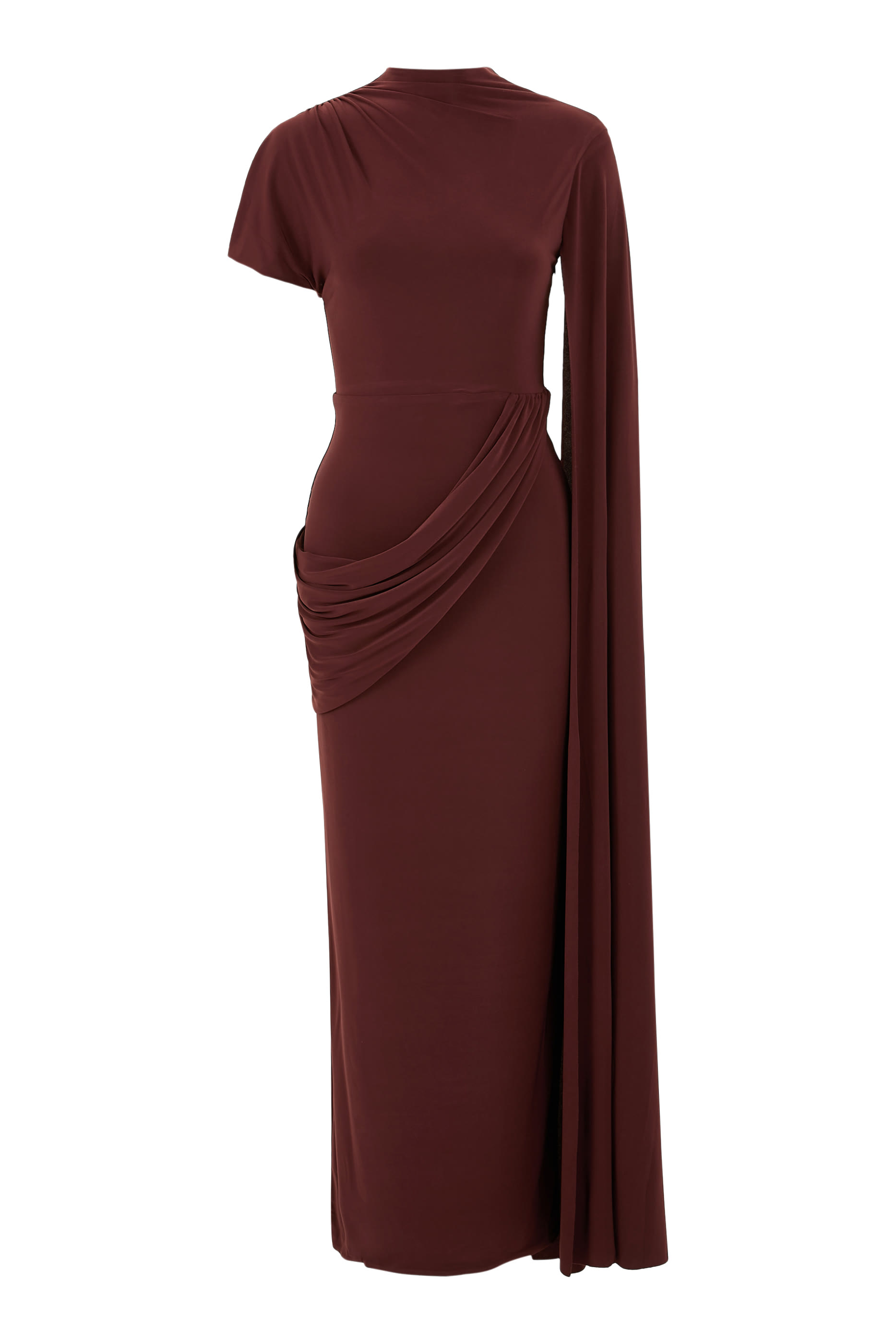 Tropic High-Neck Maxi with Long Cape Sleeve