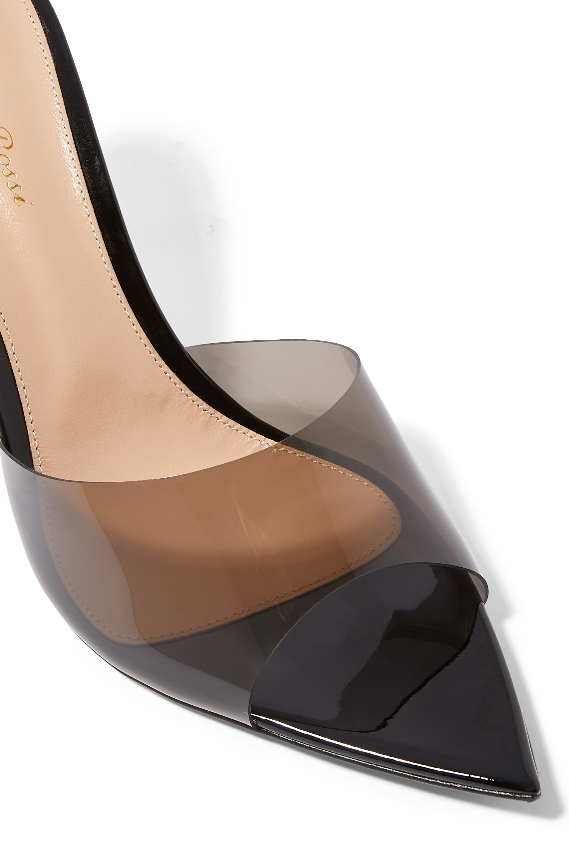 Elle 85 Plexi & Patent Leather Mules