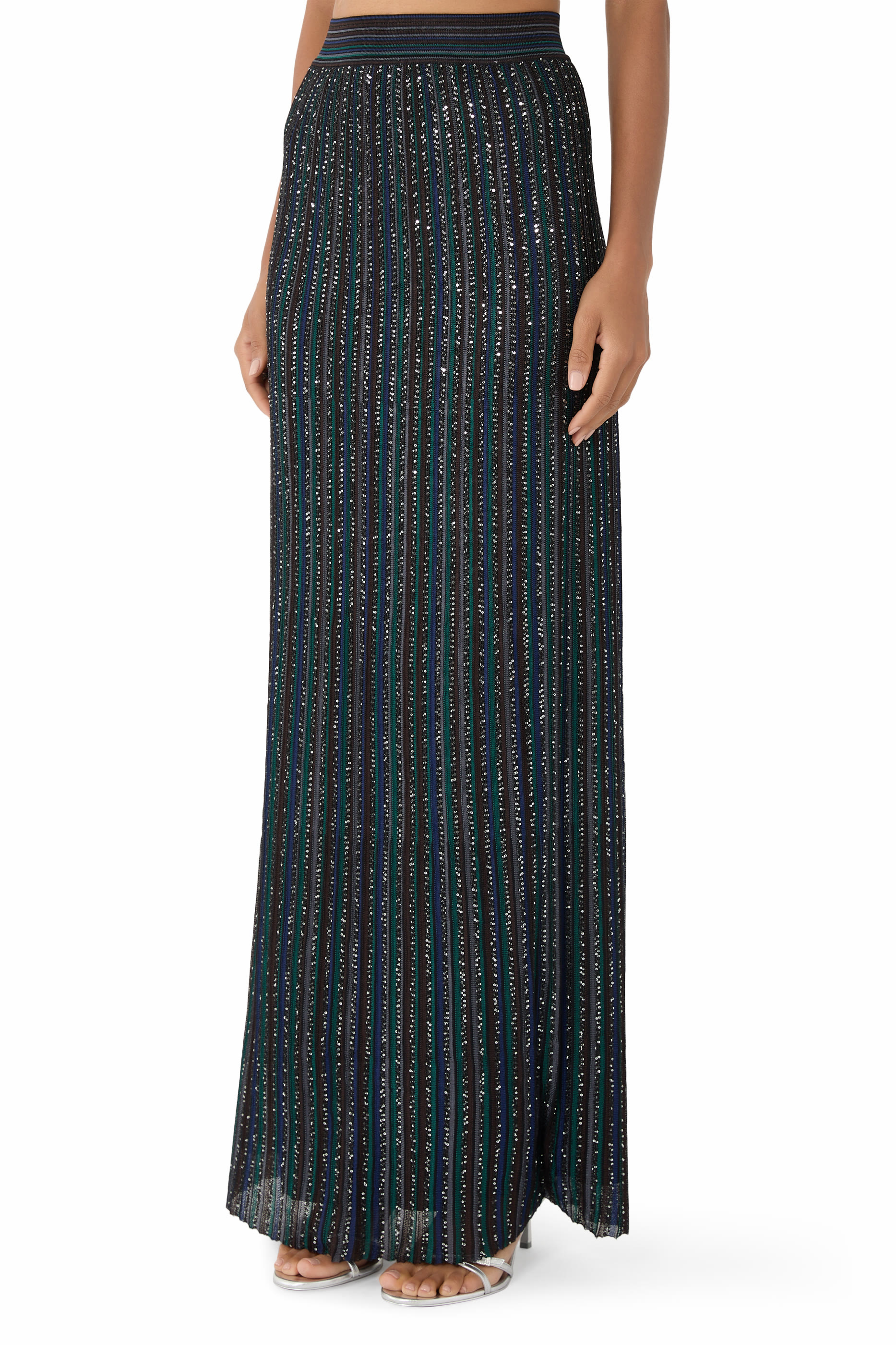 Striped Partial Long Skirt