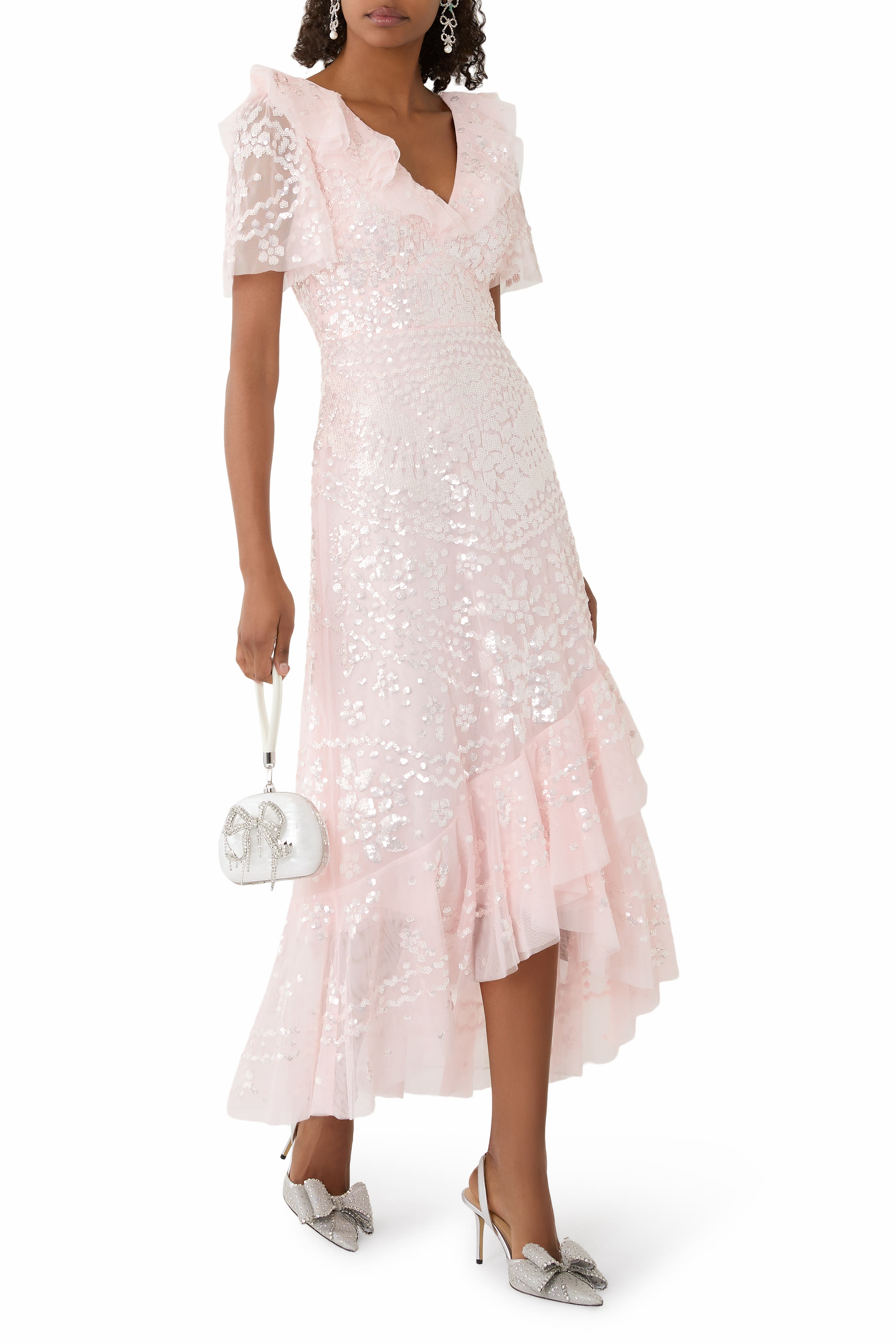 Anais Sequin Frill Ankle Gown