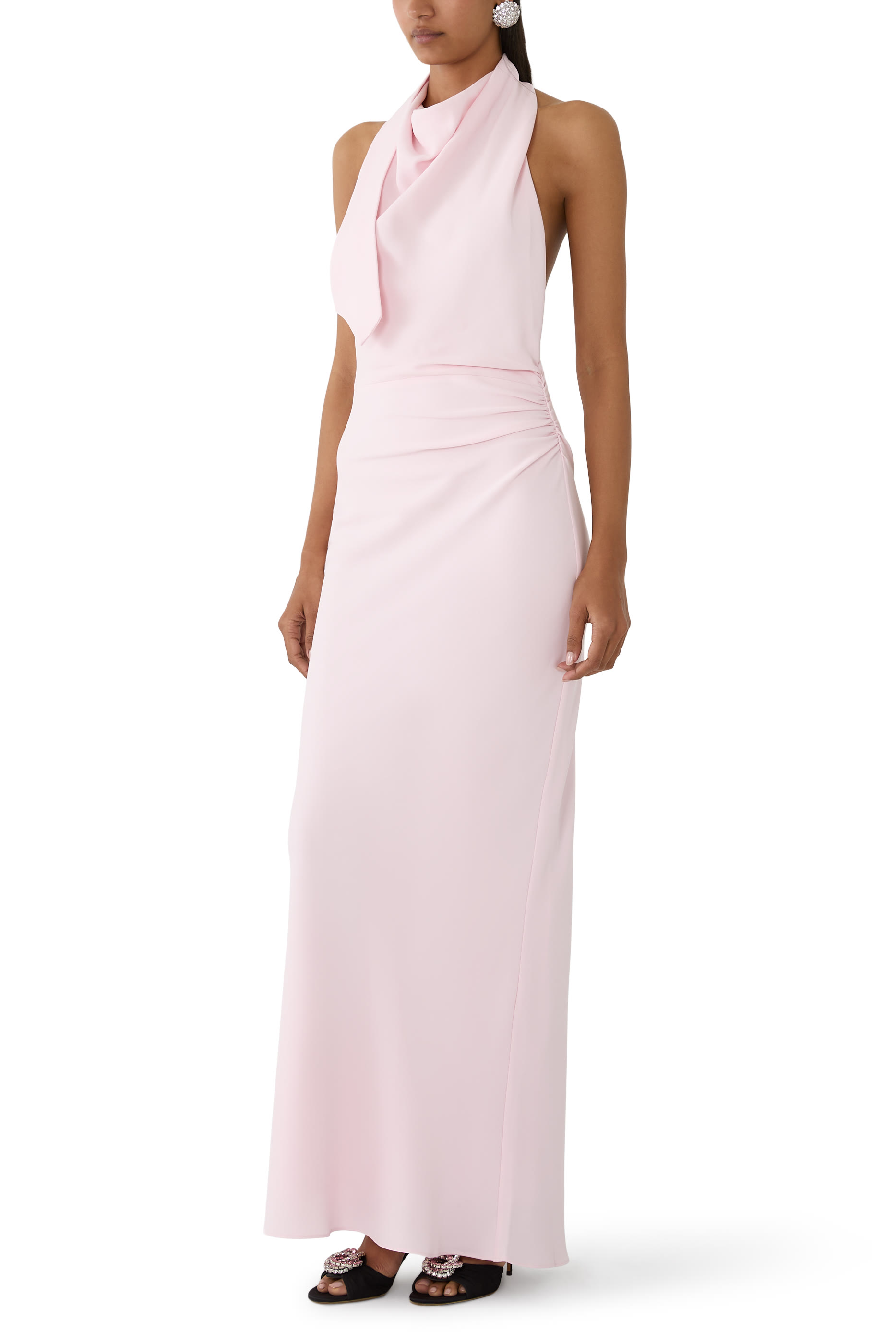 Crepe Halter Neck Maxi Dress