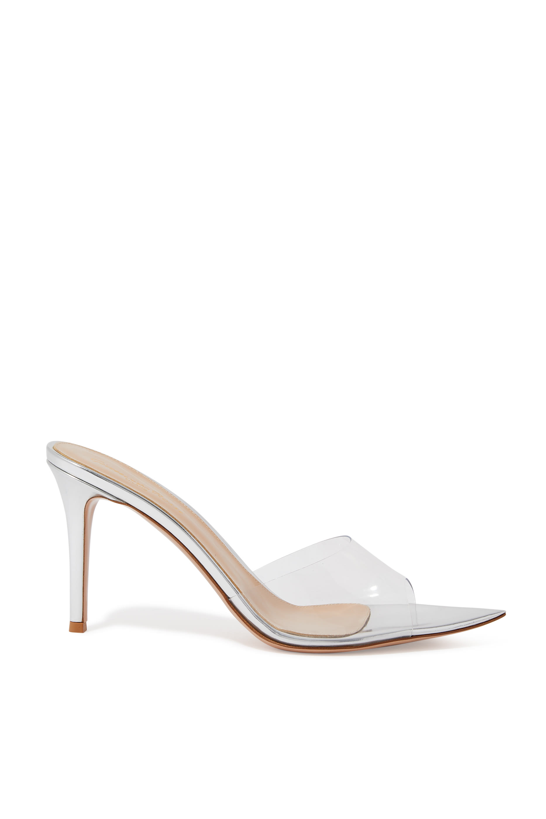 Elle 85 Plexi & Metallic Leather Mules