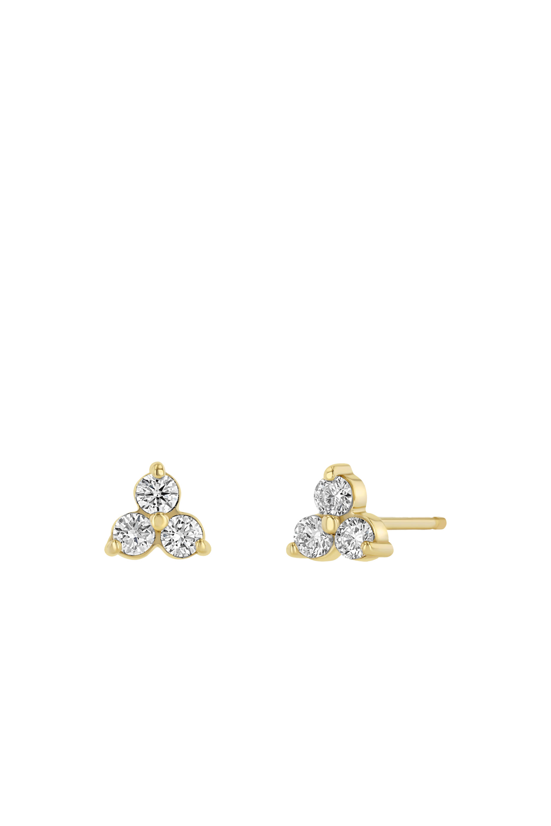 Prong Diamond Trio Studs, 14K Yellow Gold & Diamonds