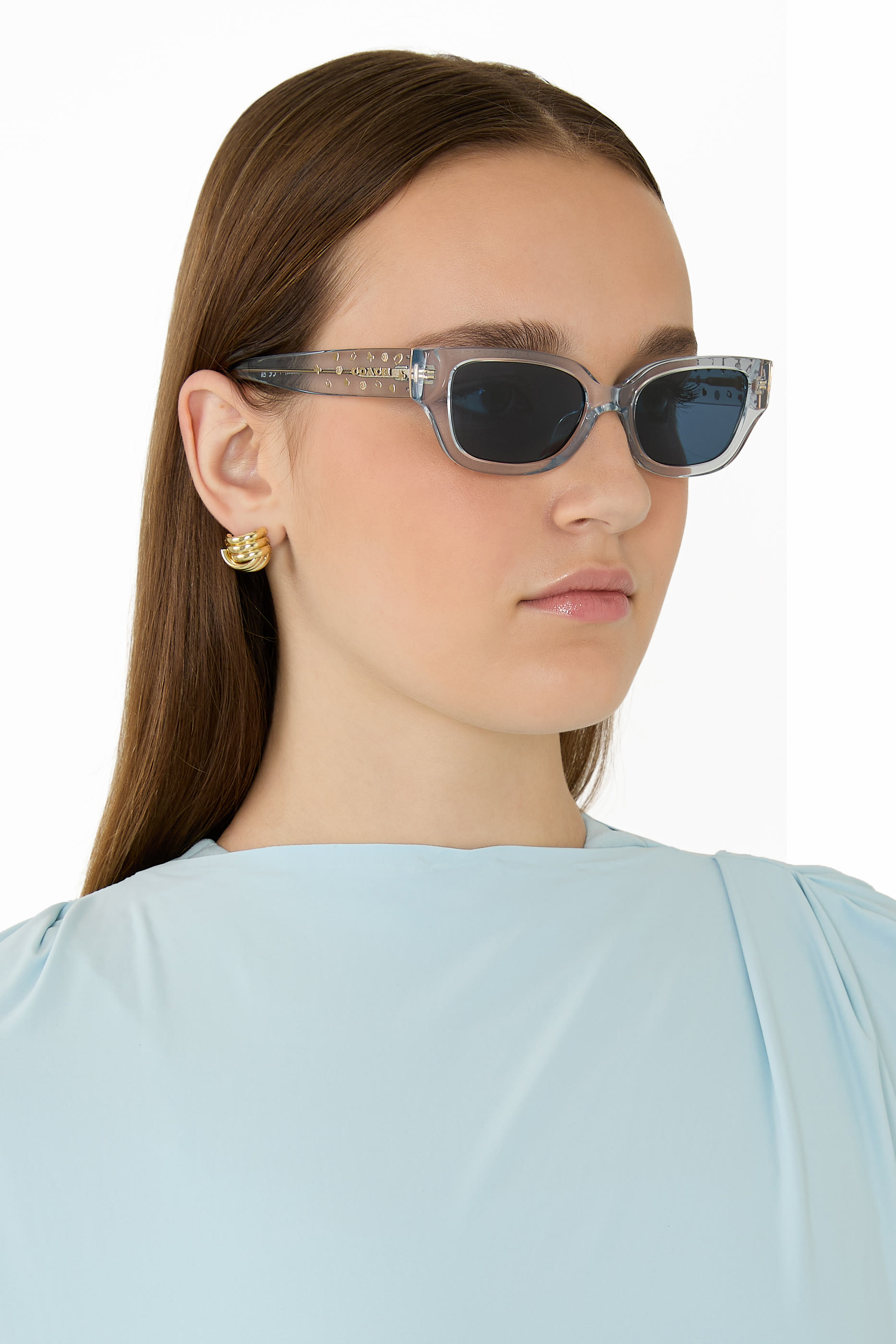 Rectangular Frame Sig Charms Temple Sunglasses