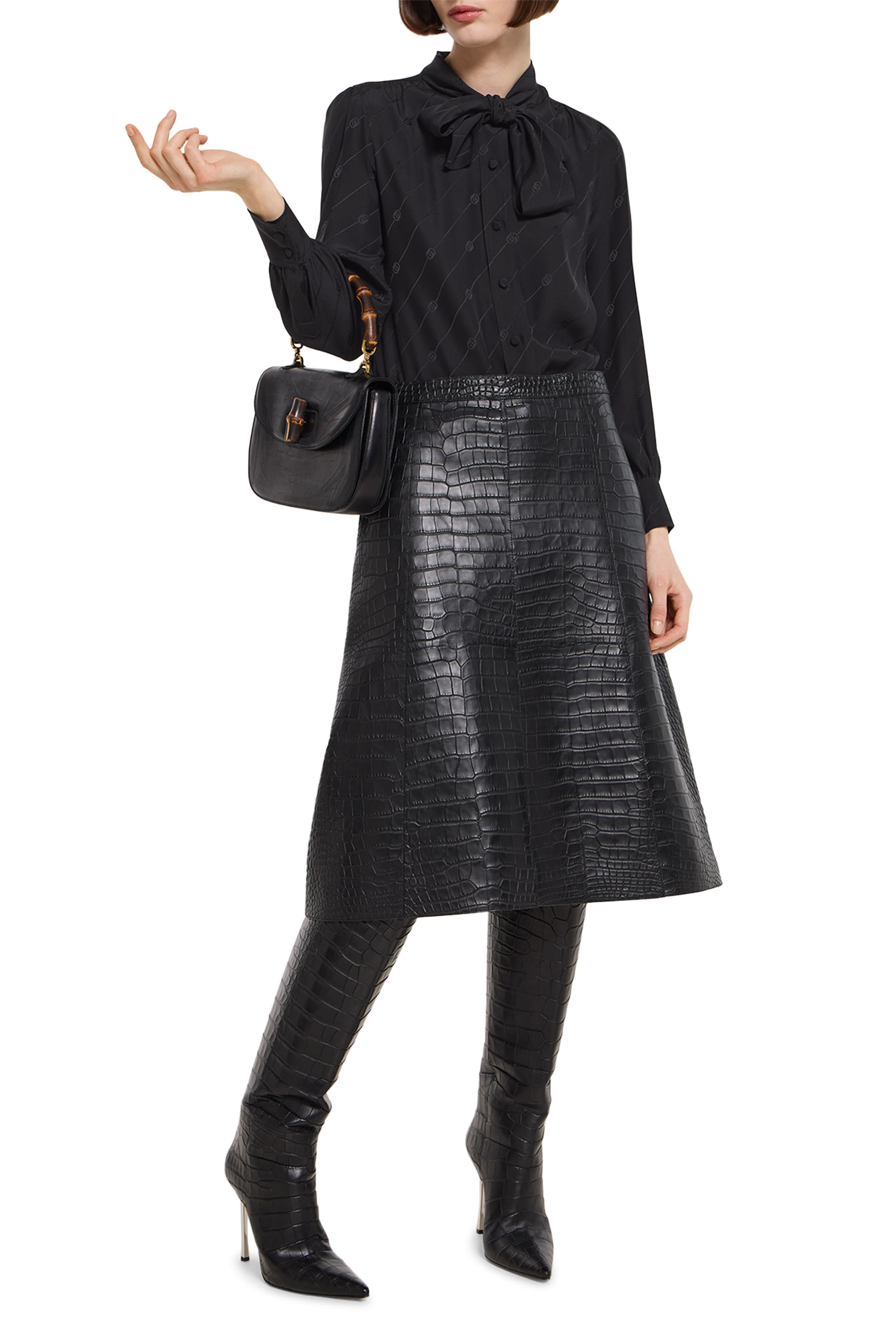 Silk Cr&ecirc;pe Satin Interlocking G Shirt