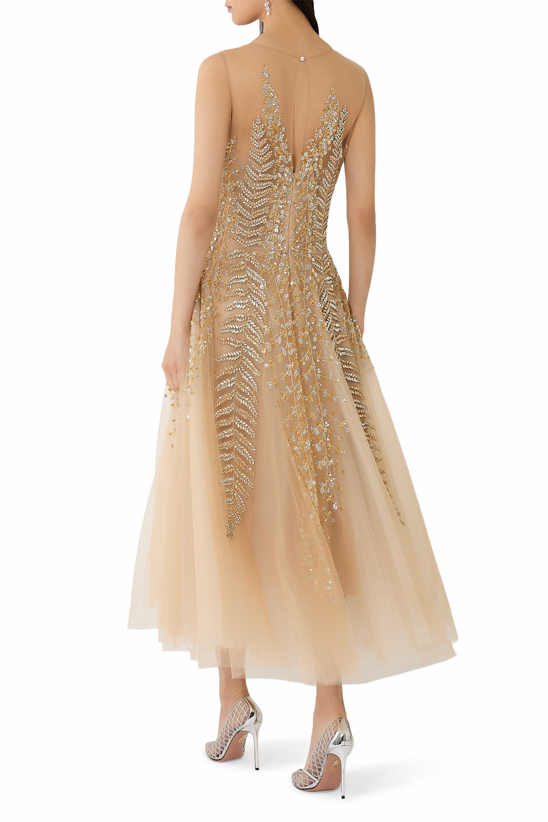  Fern Embroidered Illusion Cocktail Dress 