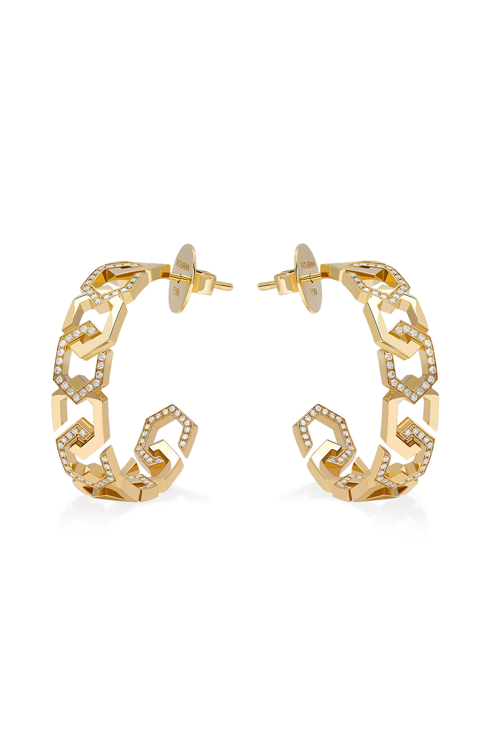 Infinity Medium Wide Hoops, 18k Yellow Gold & Diamonds