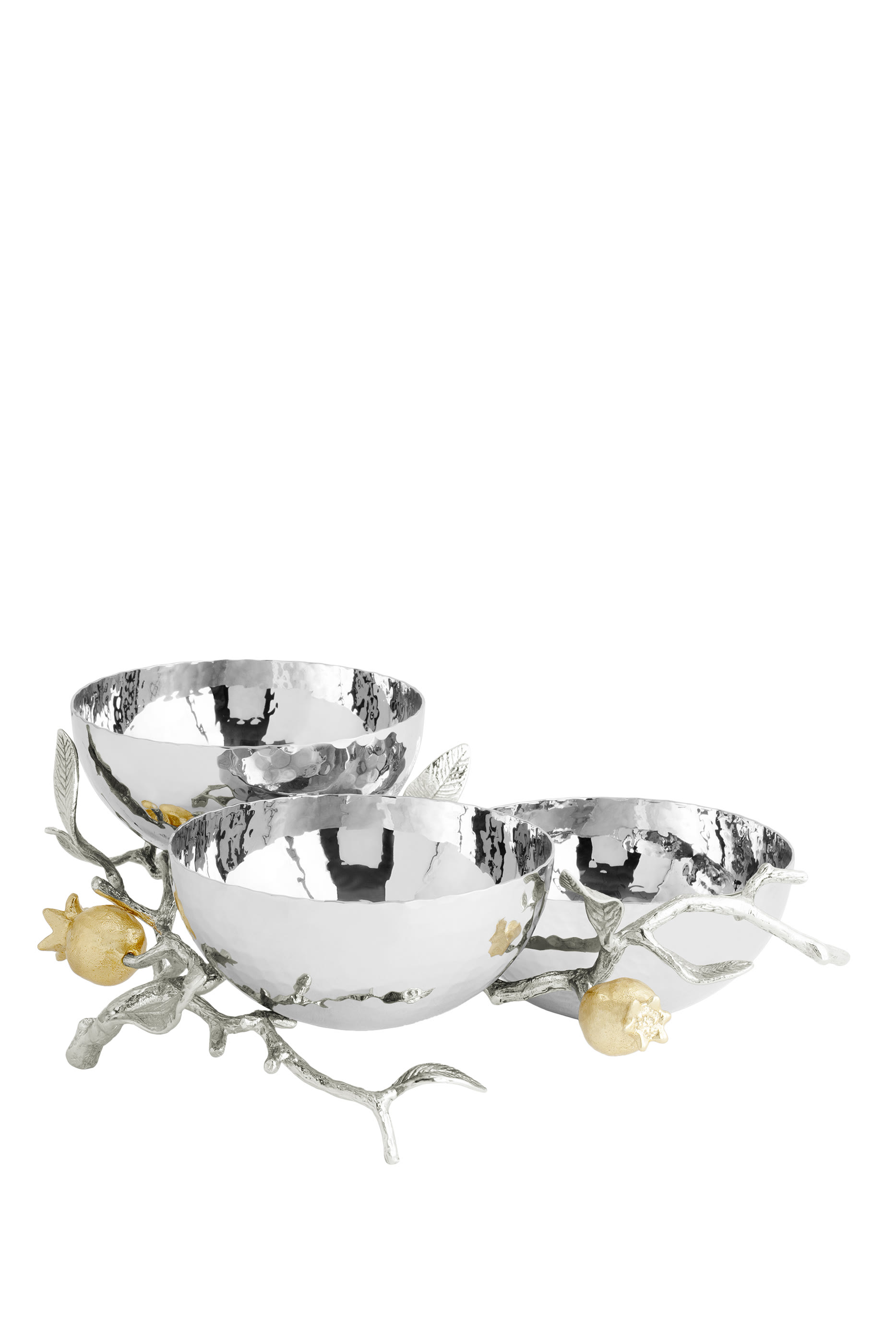 Pomegranate Silver & Gold Triple Bowl