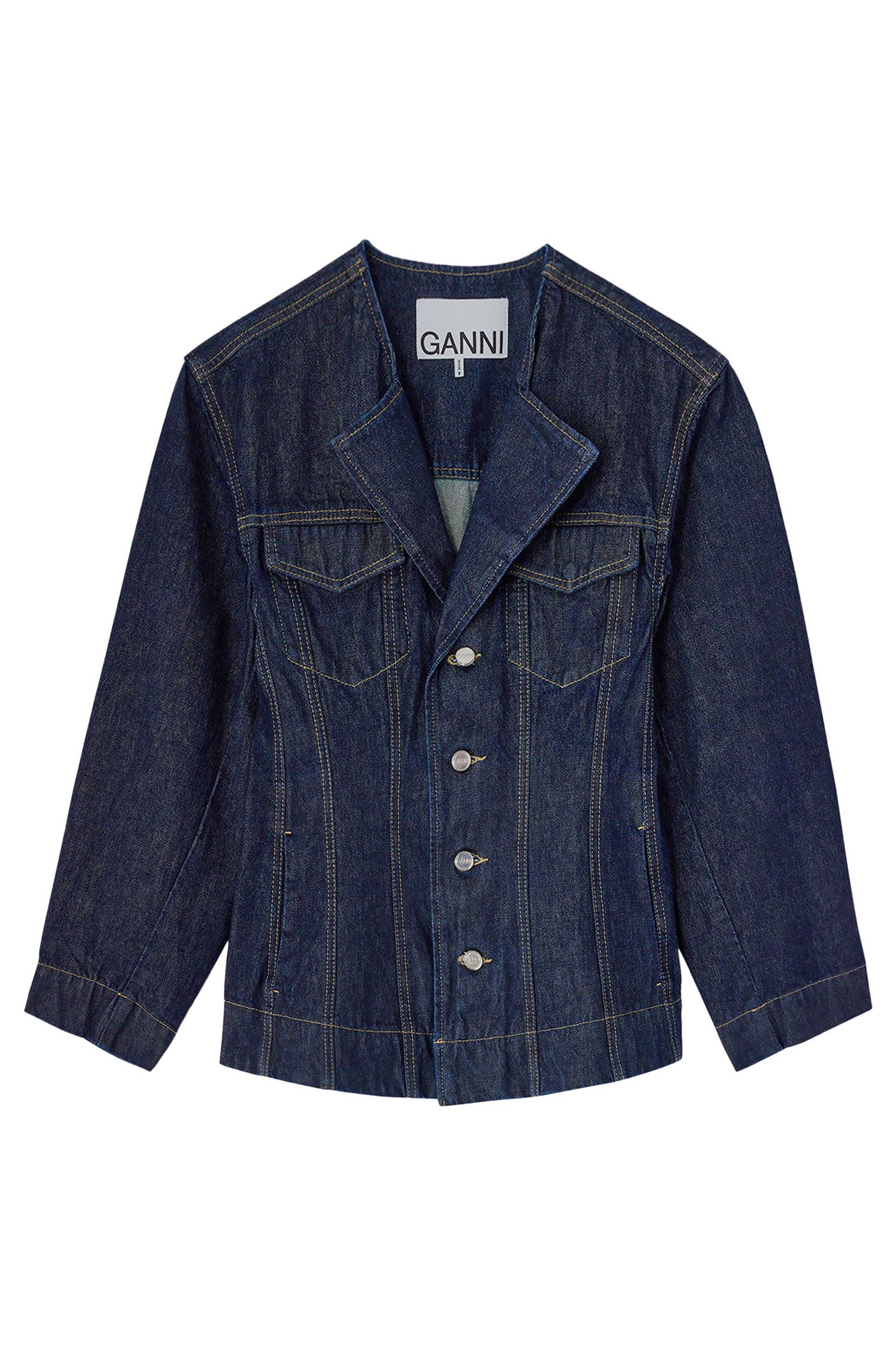 V-Neckline Denim Blazer