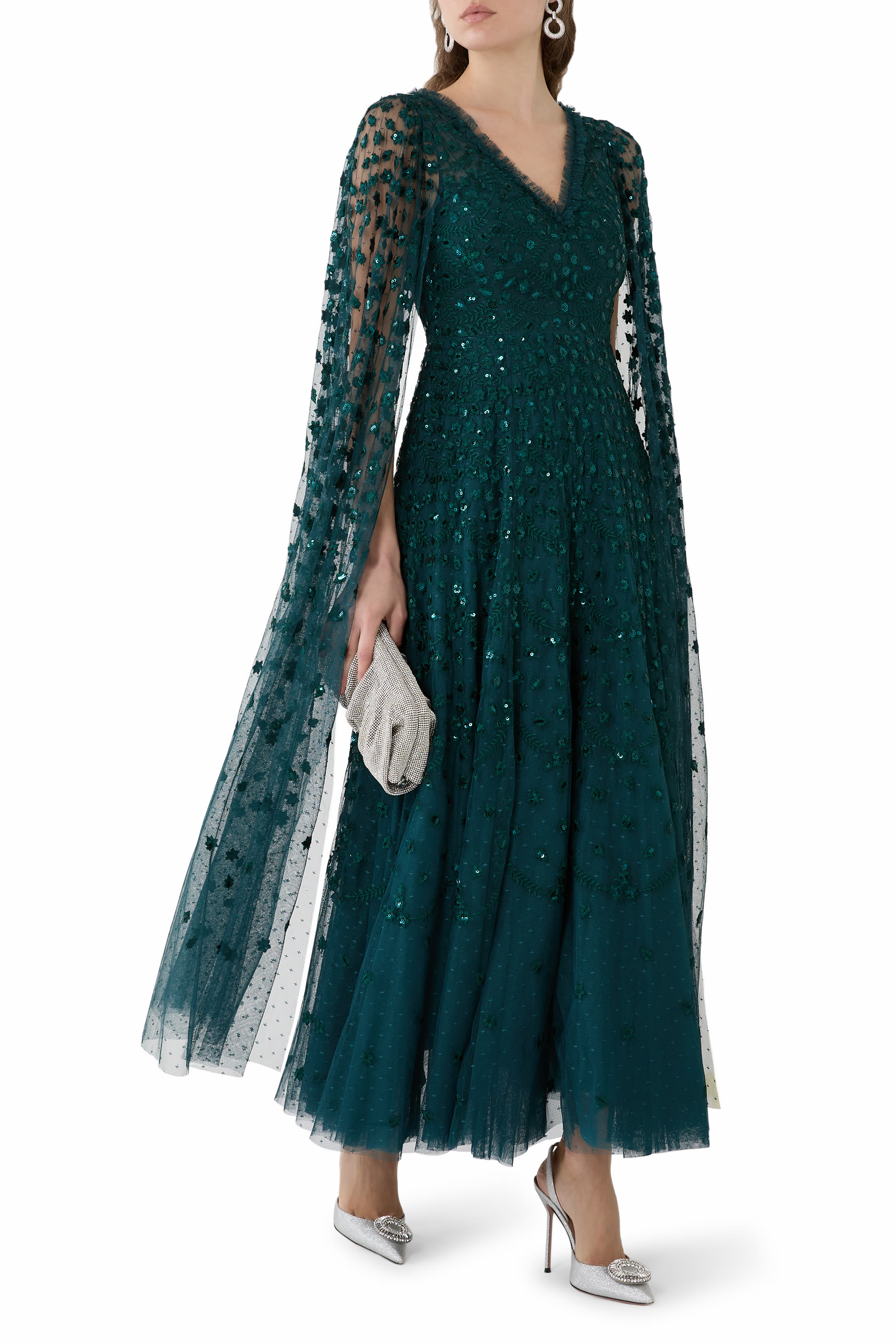 Clover Cape Sleeve Ankle Gown