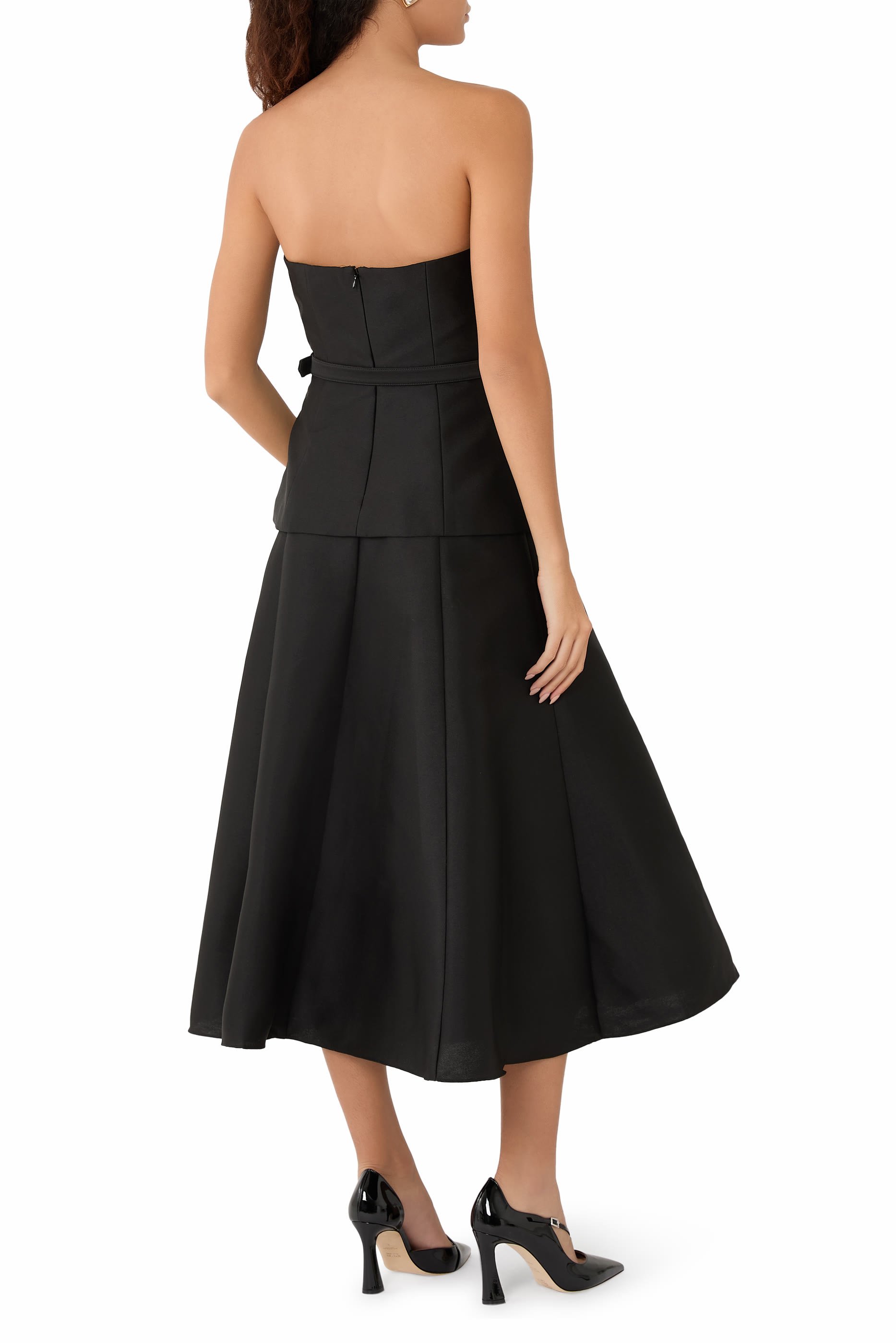 Taffeta Bandeau Midi Dress