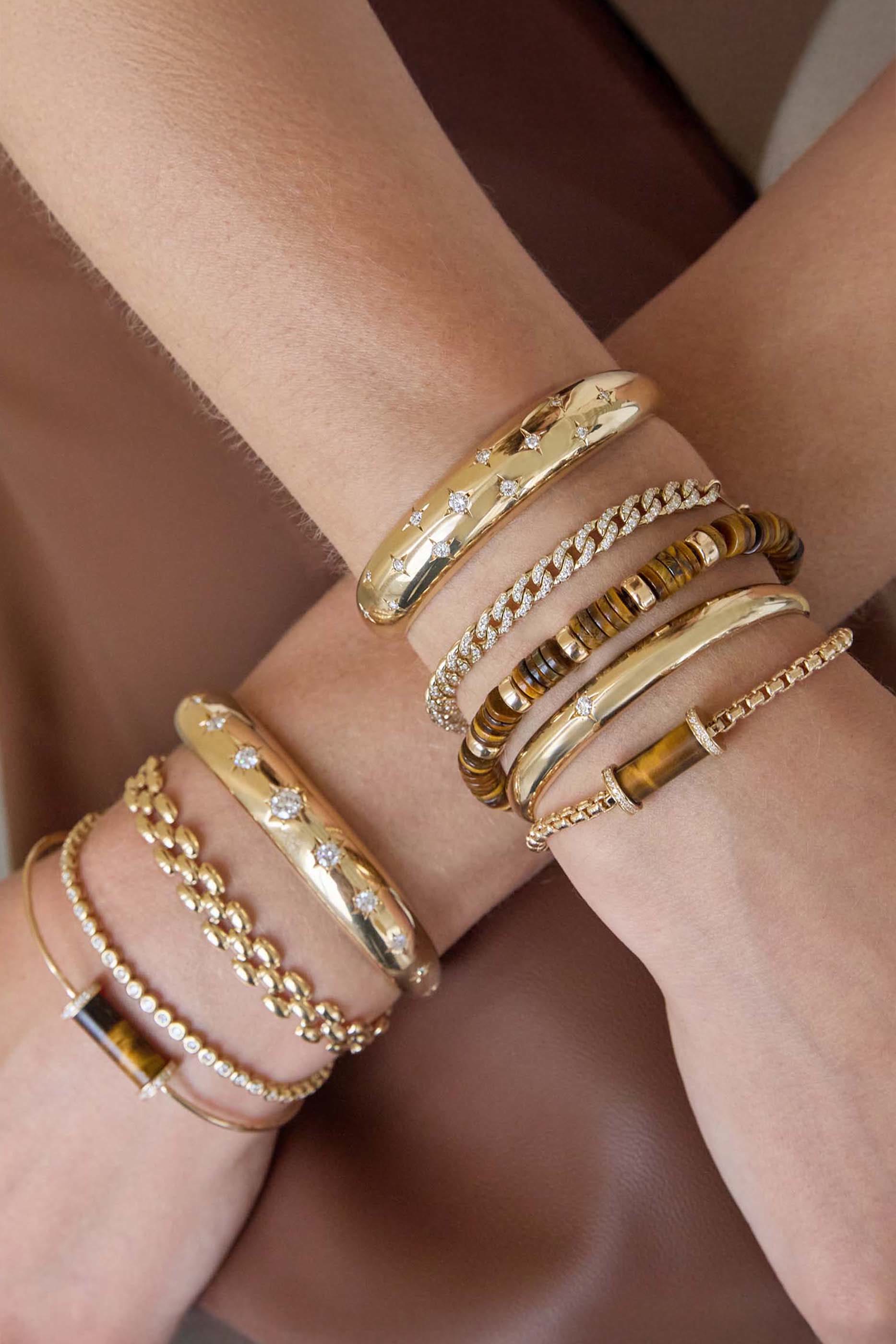 Single Star Small Aura Cuff, 18K Yellow Gold & Diamond