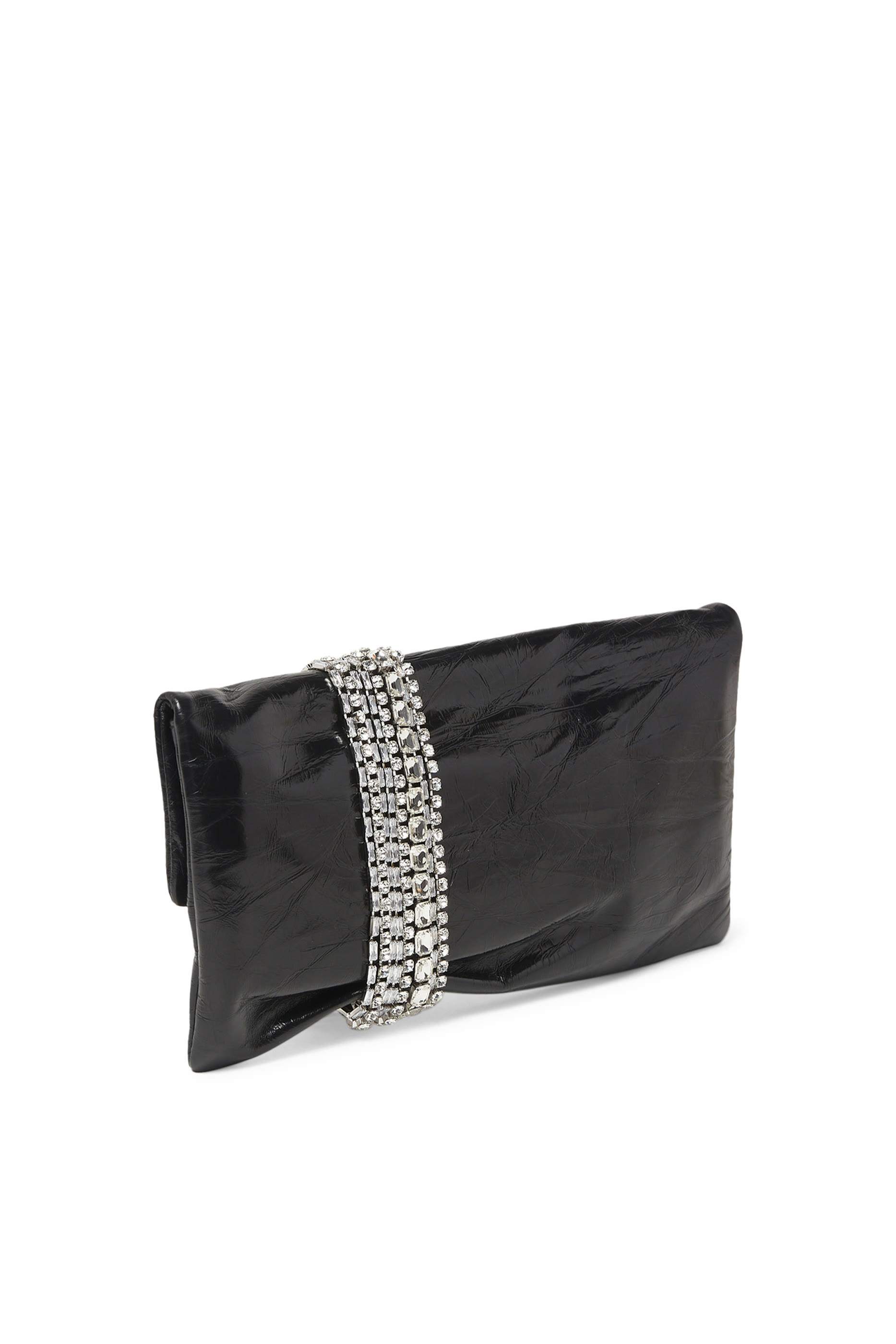 Zandra Crystal-Embellished Clutch Bag in Patent Leather