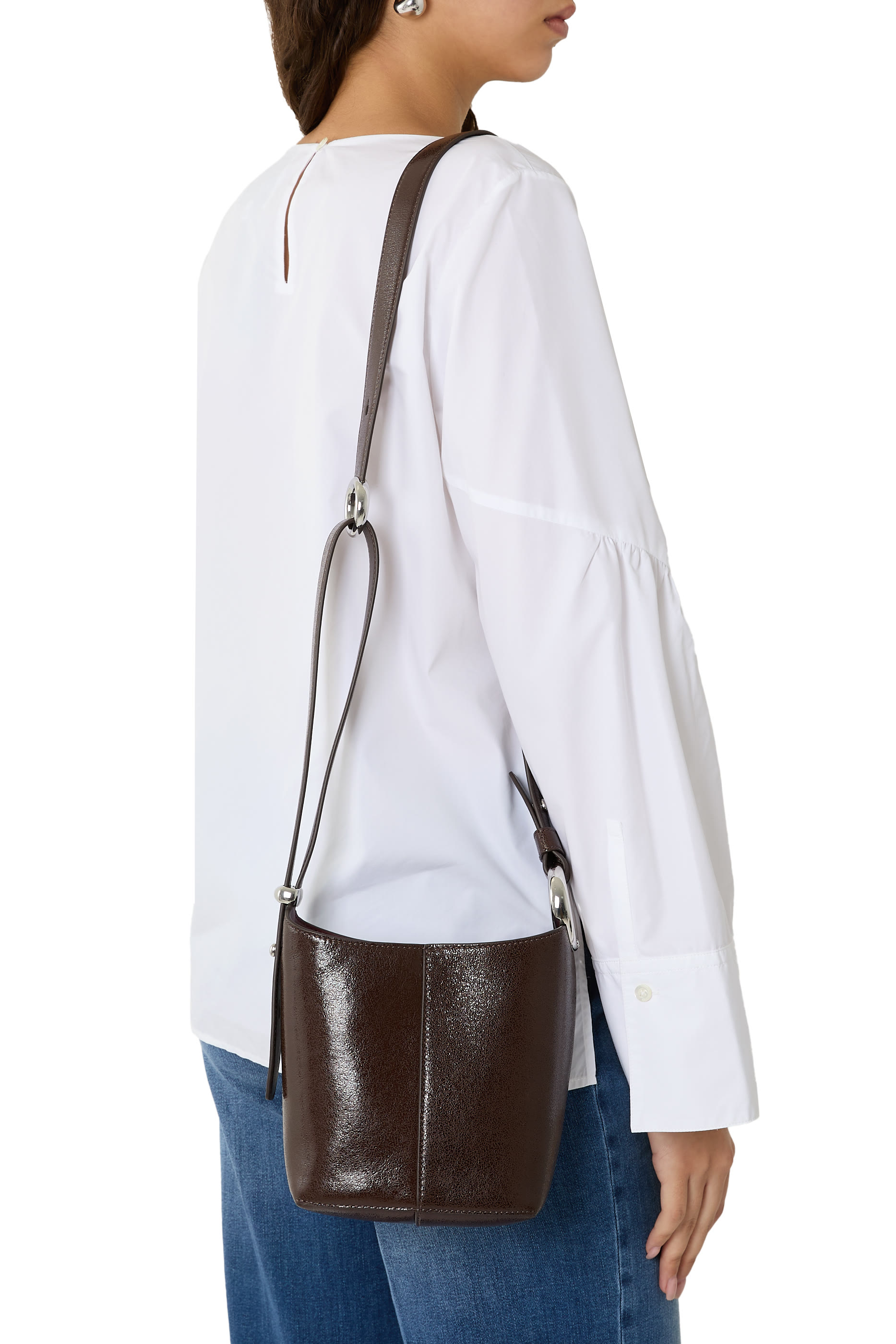 Halo Glazed Leather Mini Bucket Bag