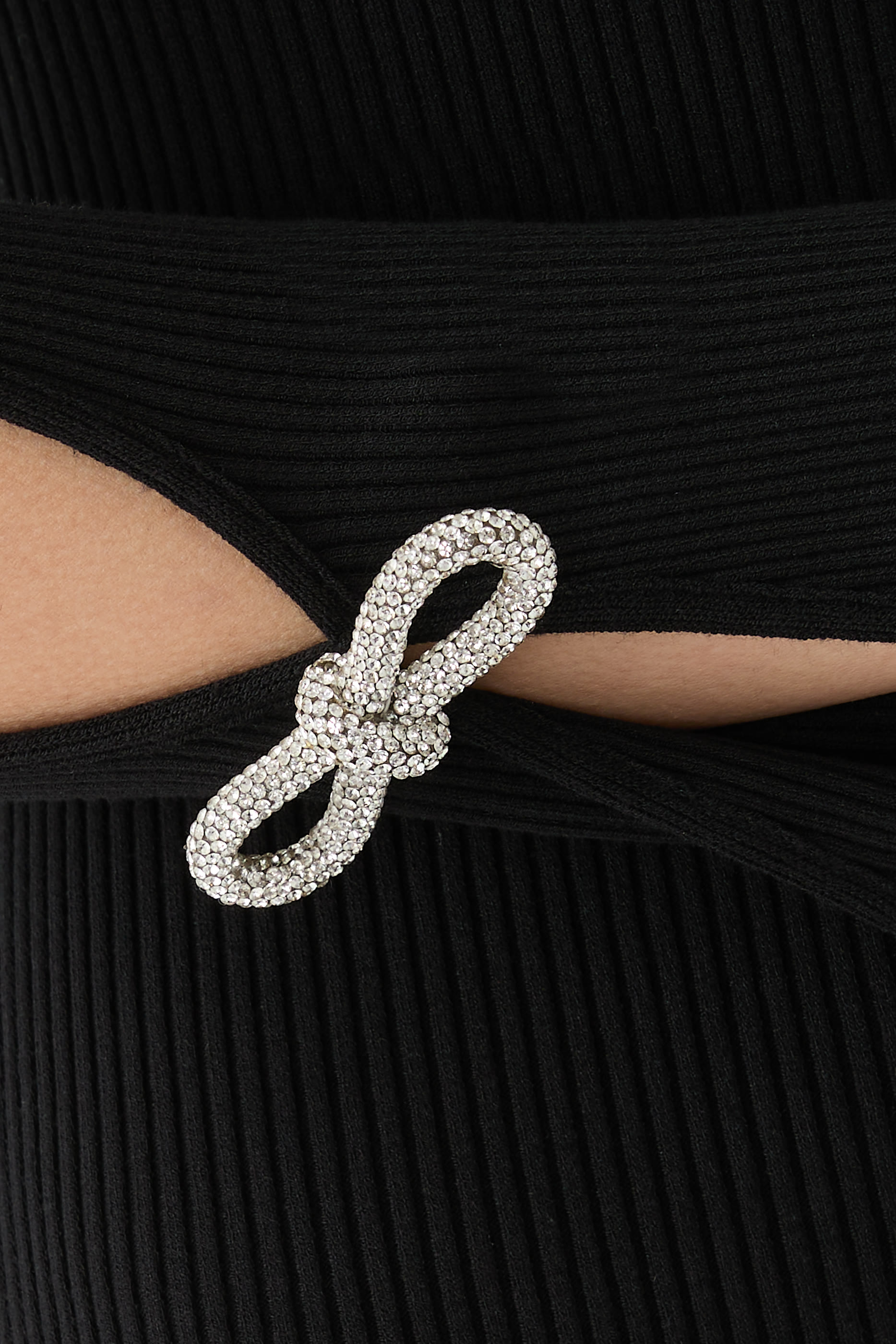  Cut-Out Crystal Bow Sleeves Maxi Dress