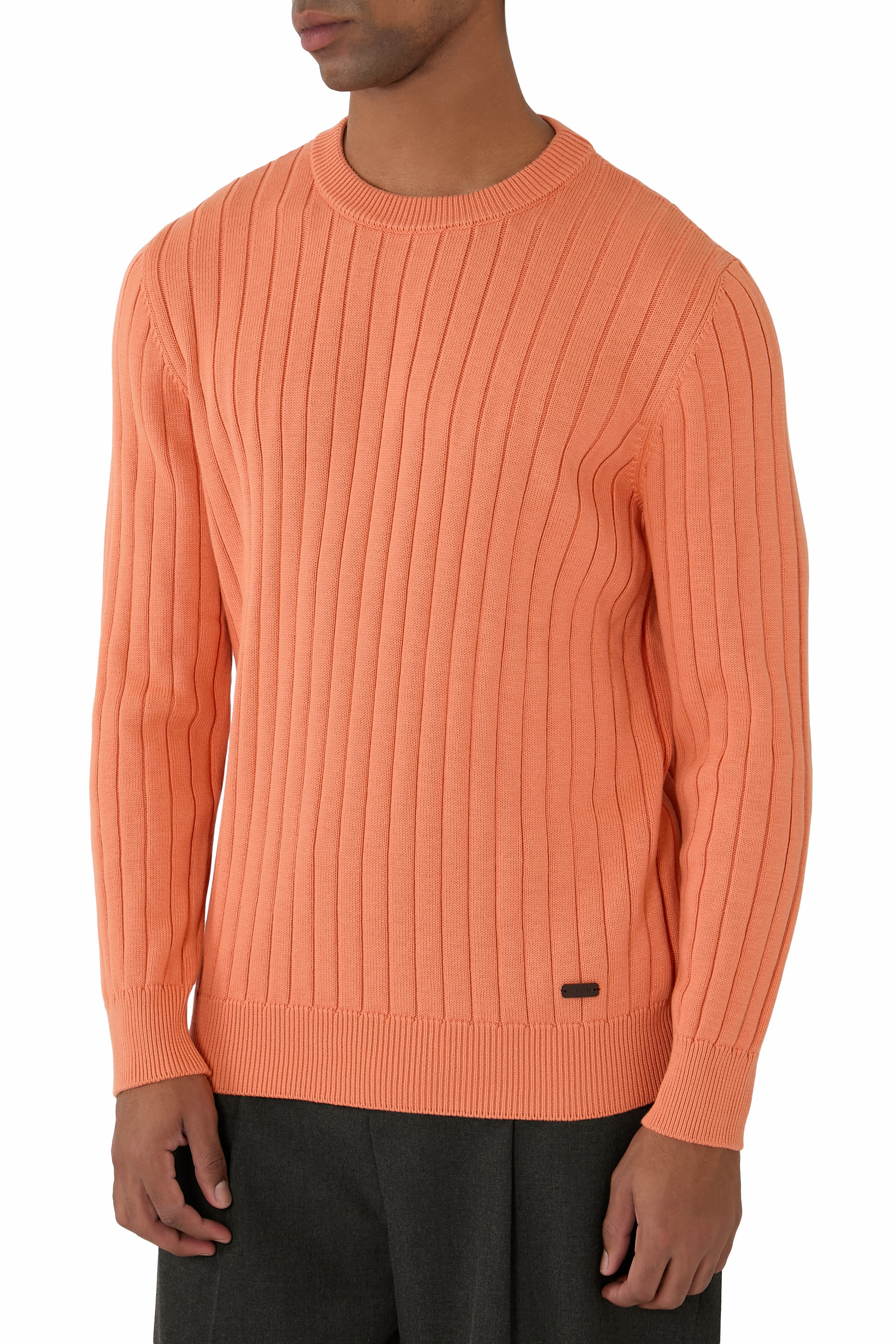 Rib-Knit Crewneck Sweater