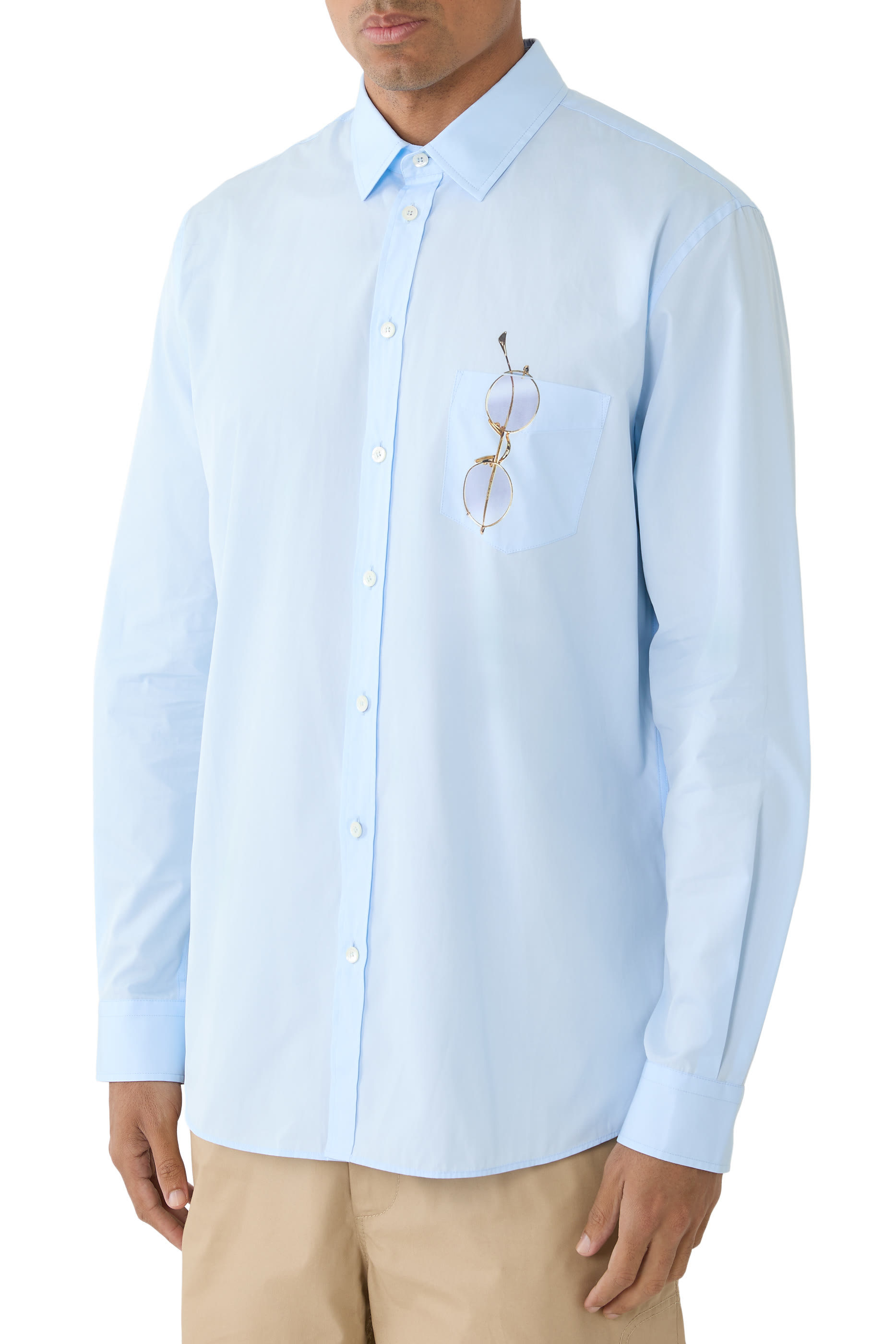  Printed Stretch Cotton Poplin Shirt