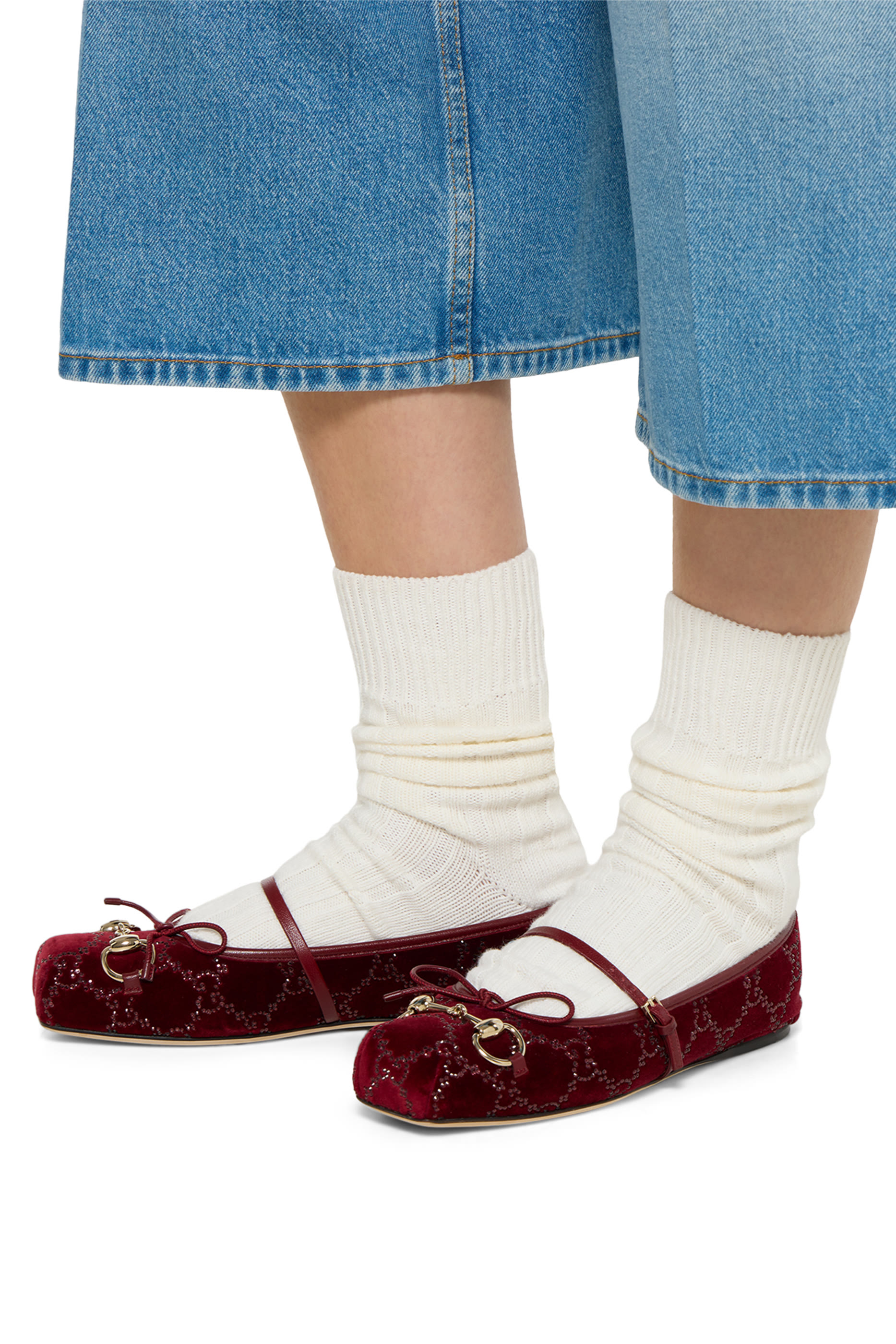 GG Crystal Horsebit Ballet Flats