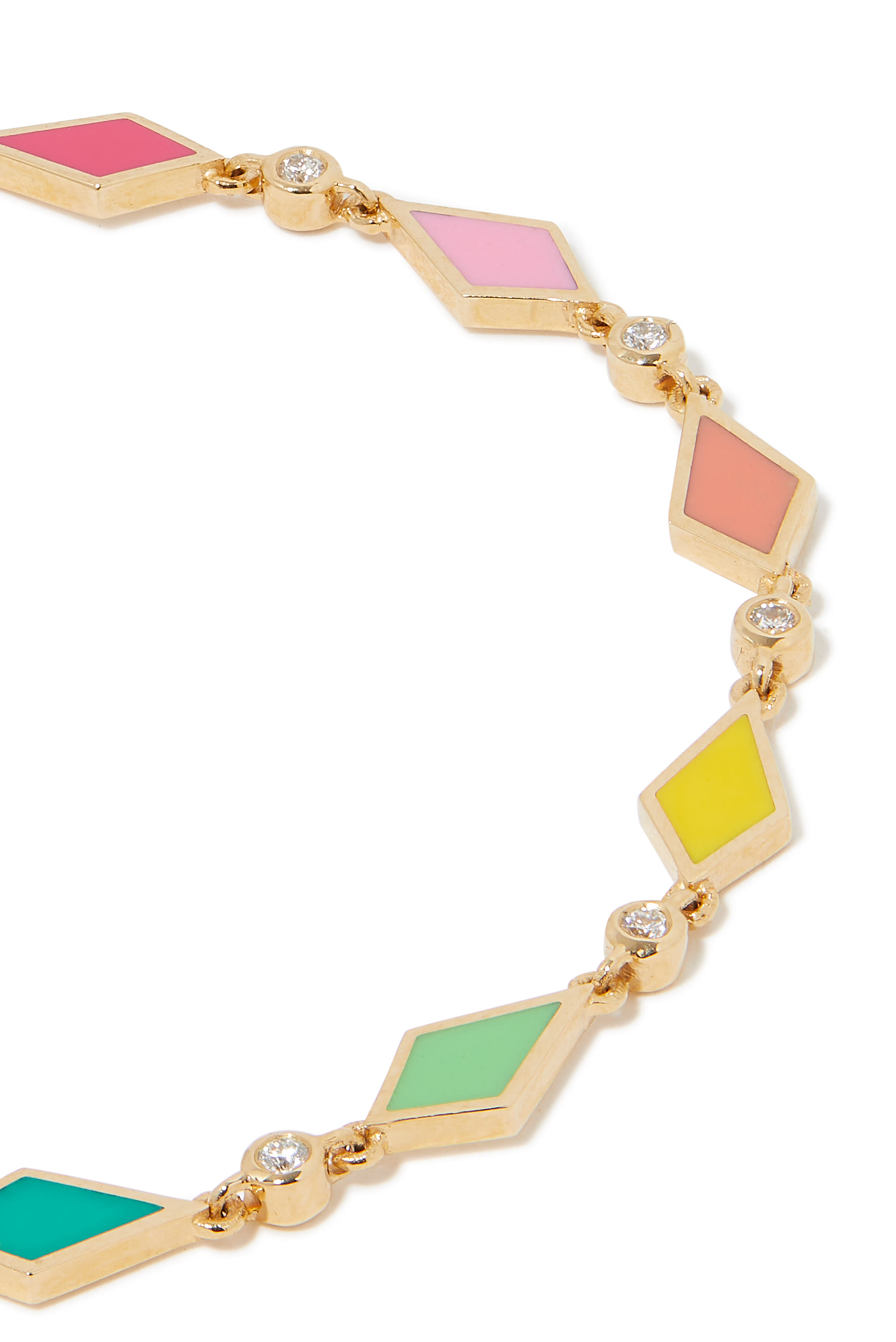 Mosaic Bracelet, 18k Yellow Gold with Diamonds