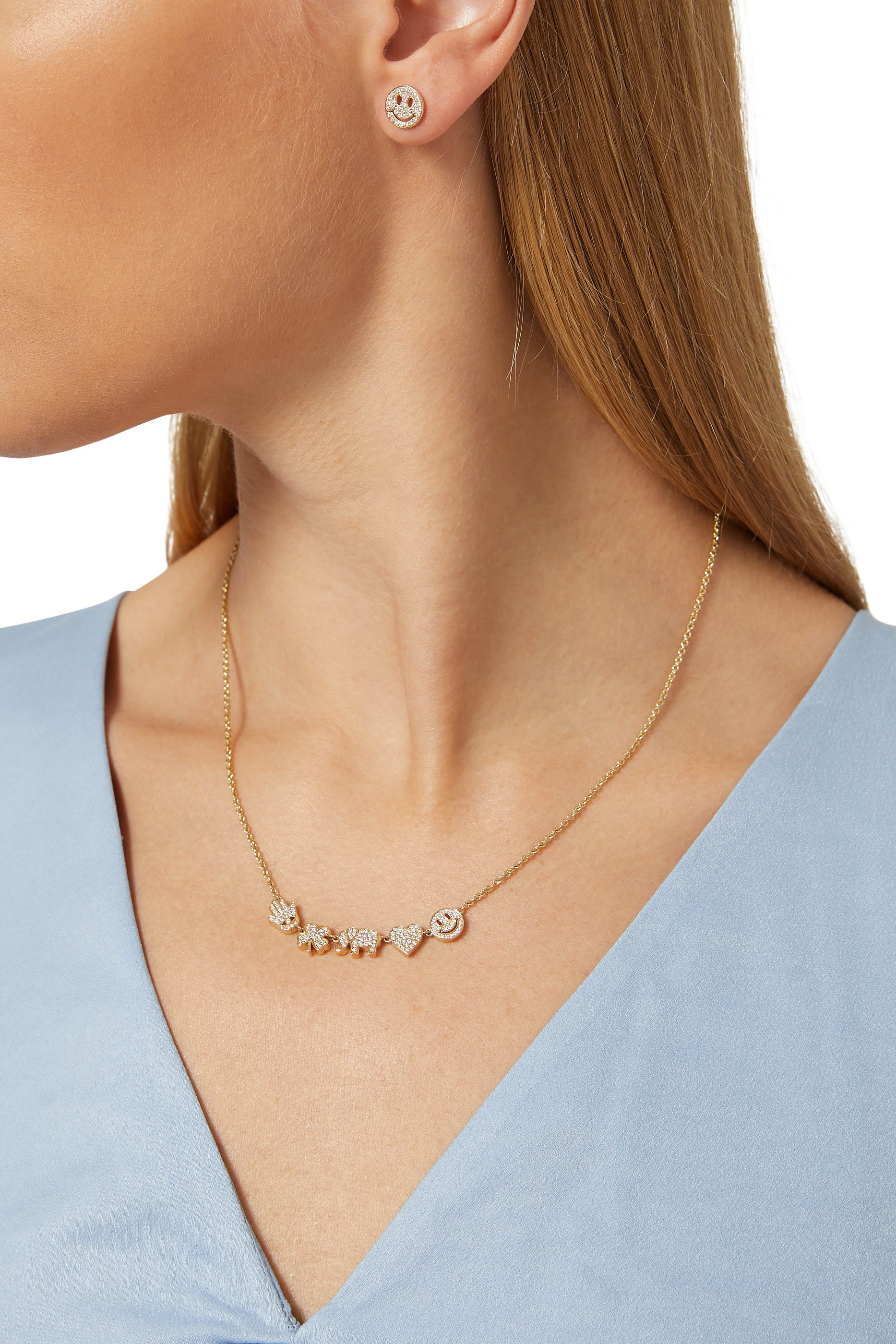 Pav&eacute; Diamond Happy Face Single Stud Earring