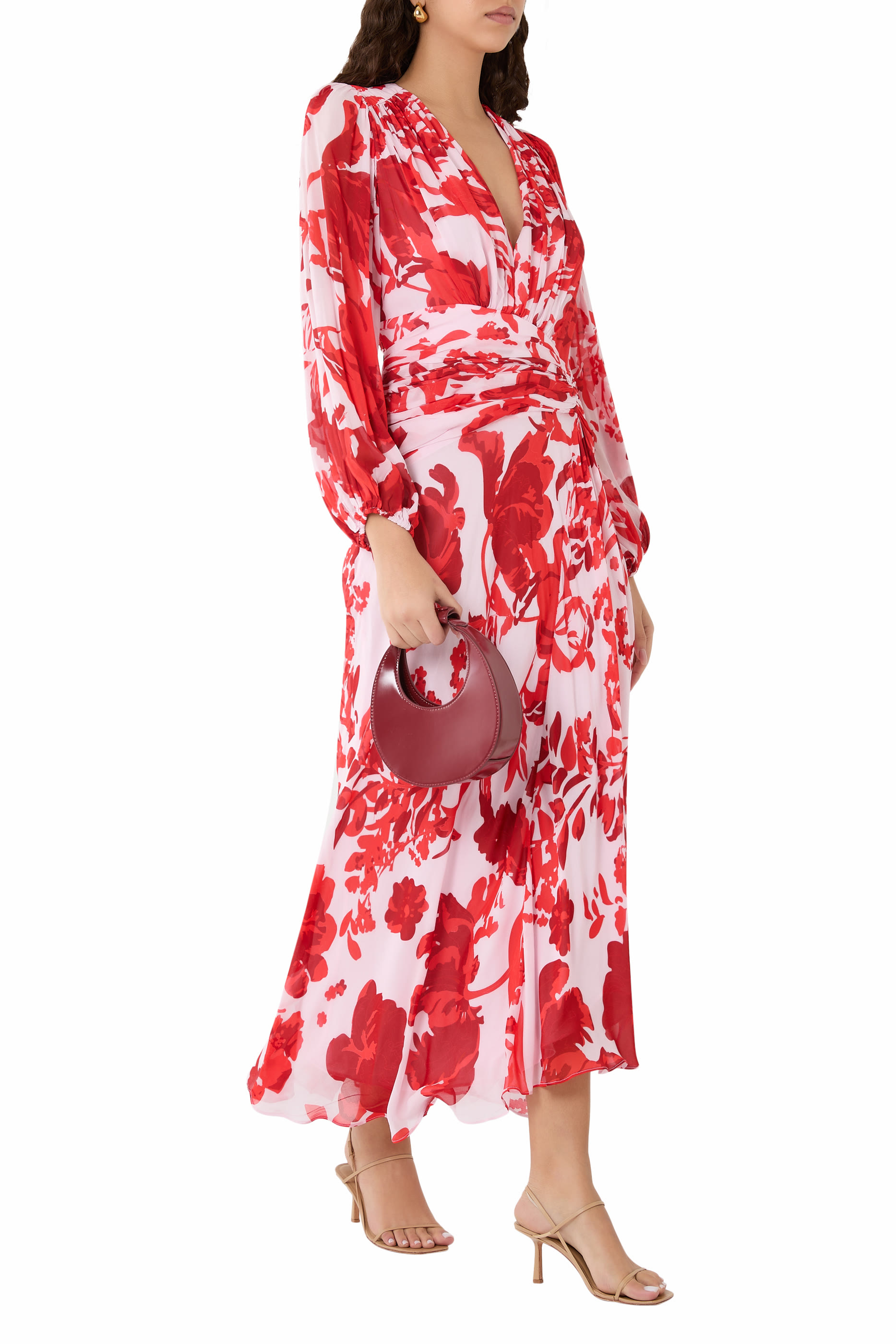 Aleyna Long Sleeve Ruched Maxi Dress