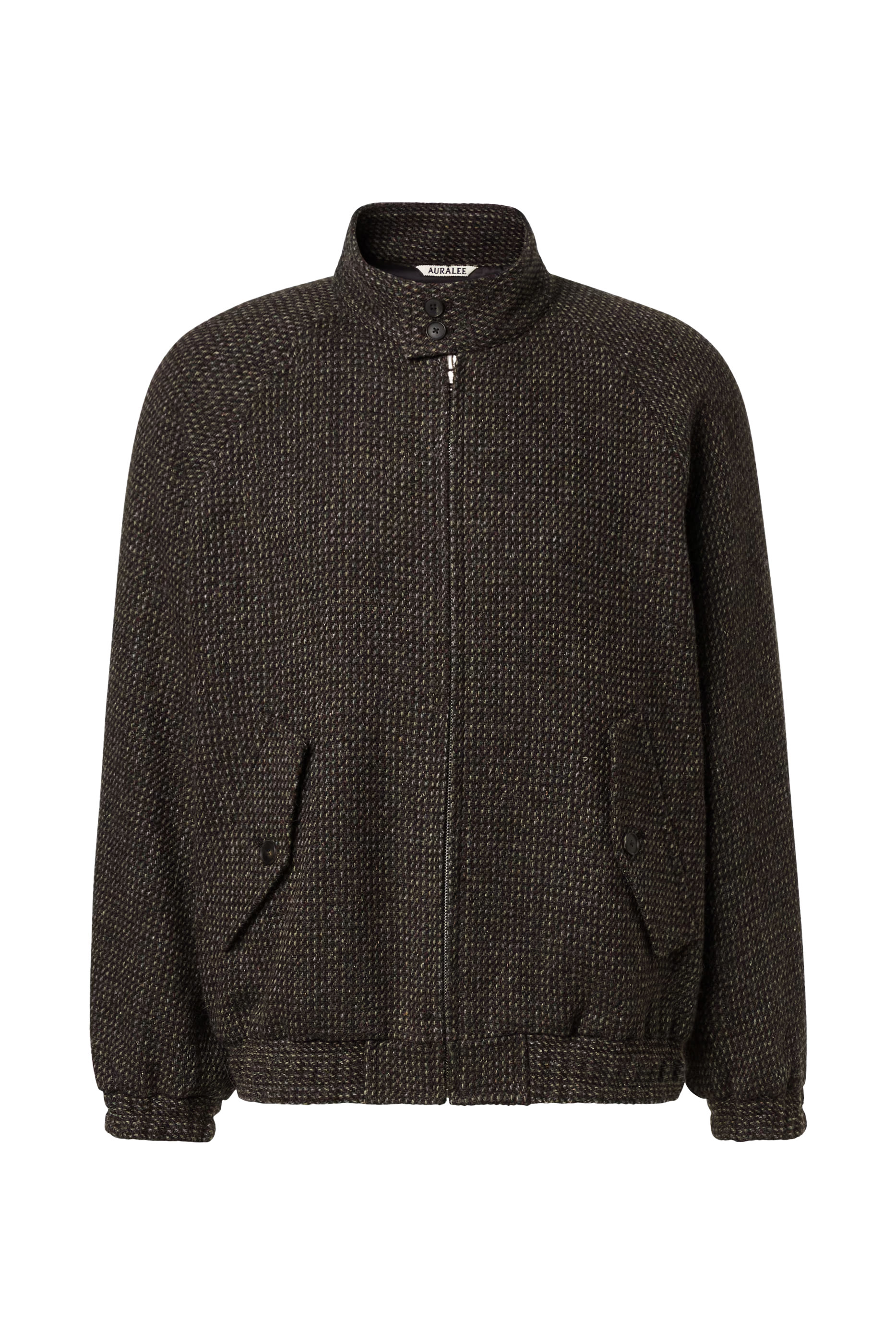 Alpaca Wool Silk Tweed Zip Blouson 