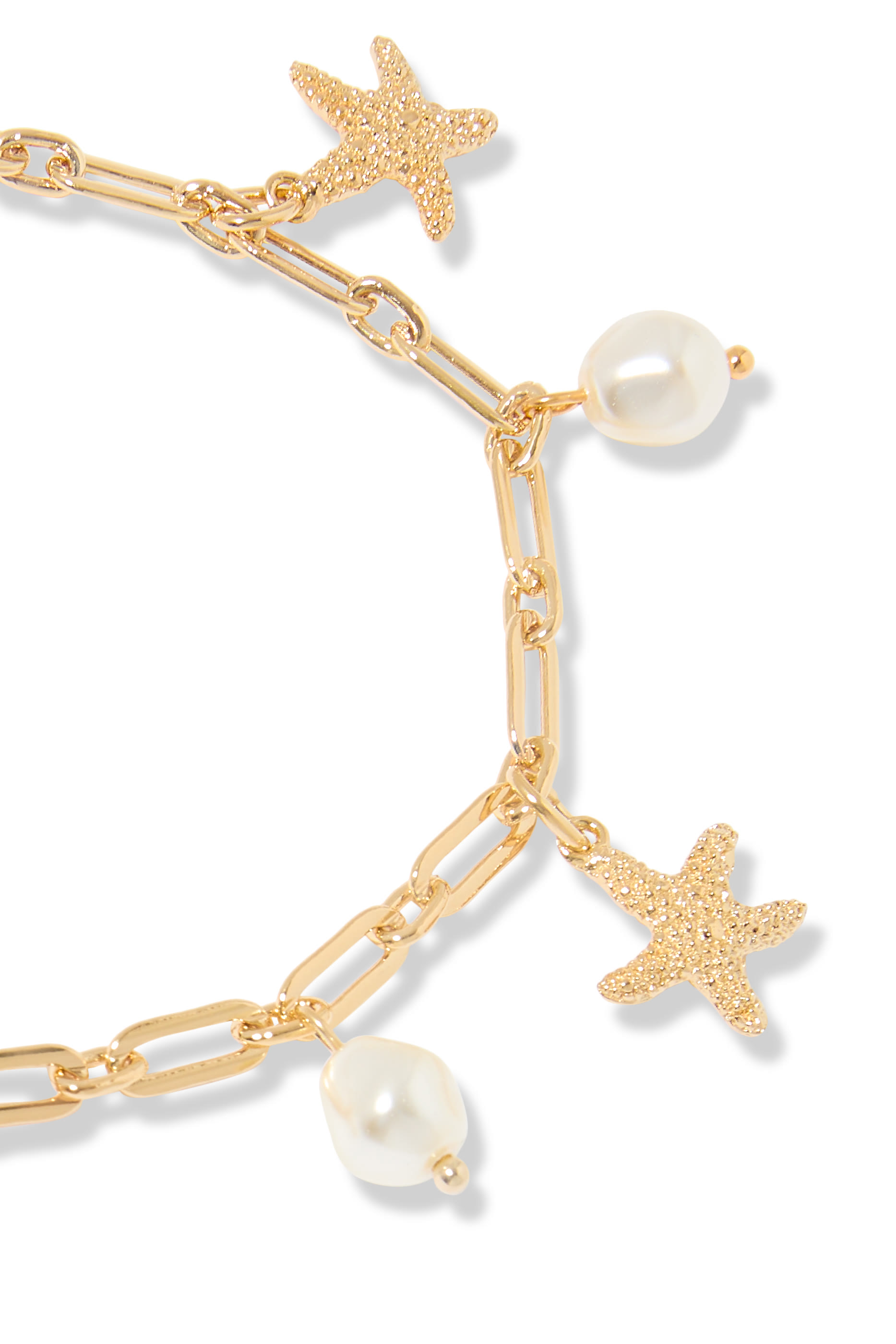 Sea Star Chain Bracelet, 18k Gold Plating & Pearls