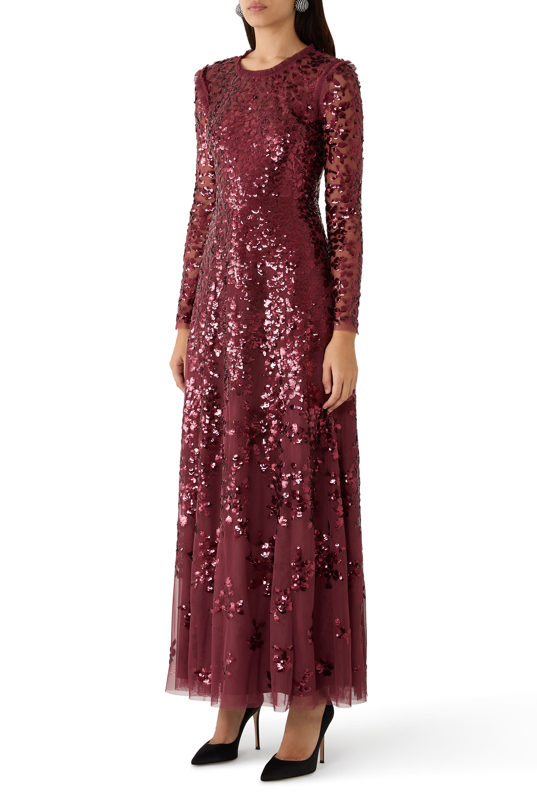 Rosanna Lattice Round Neck Gown