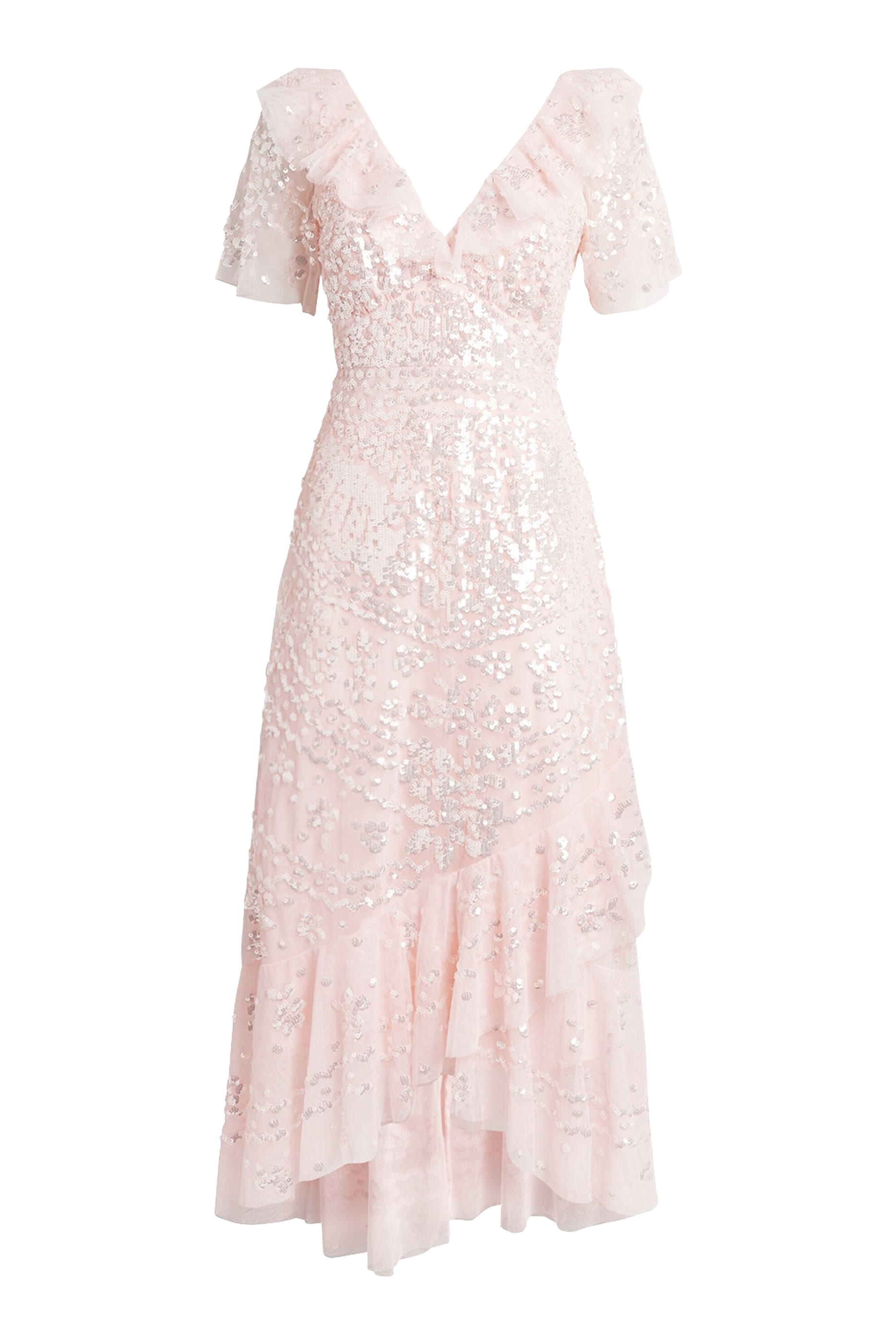 Anais Sequin Frill Ankle Gown