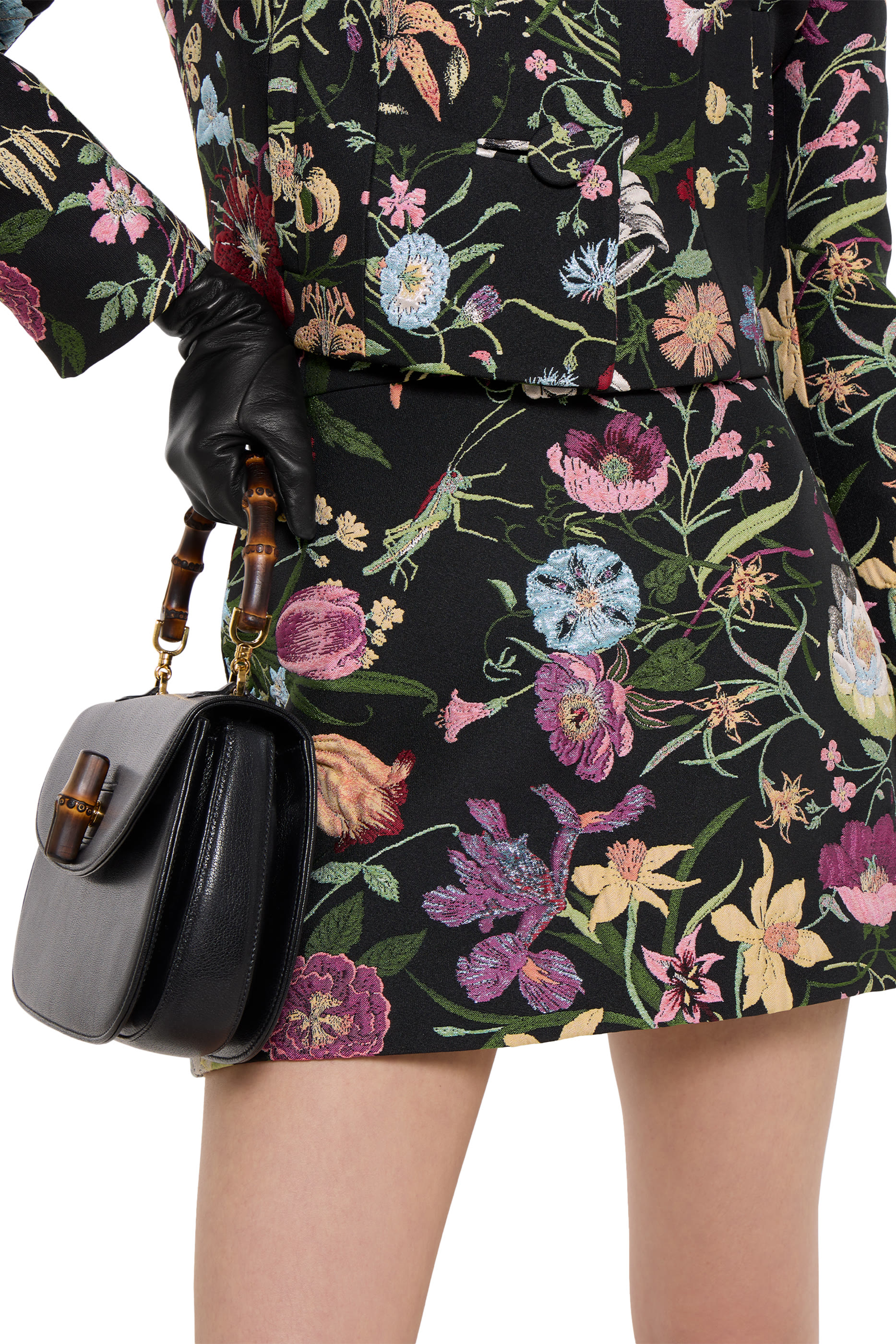 Flora Silk Brocade Mini Skirt