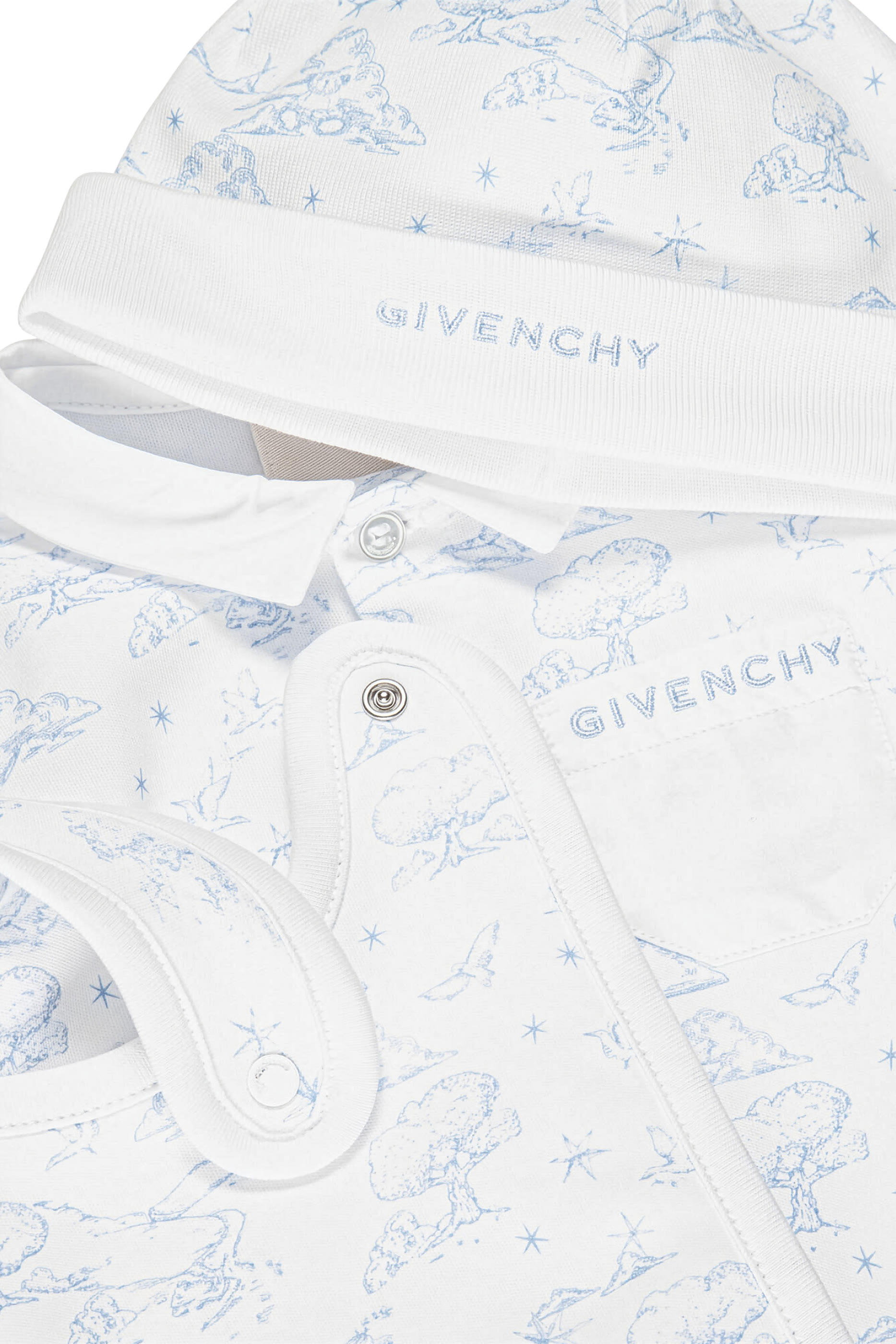 Kids Cotton Jumpsuit, Bib & Hat Set 