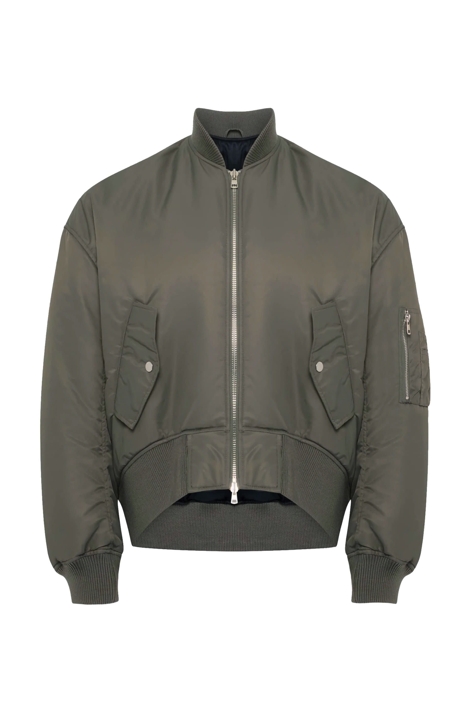 Oversized Curved Hem Bomber Jacket