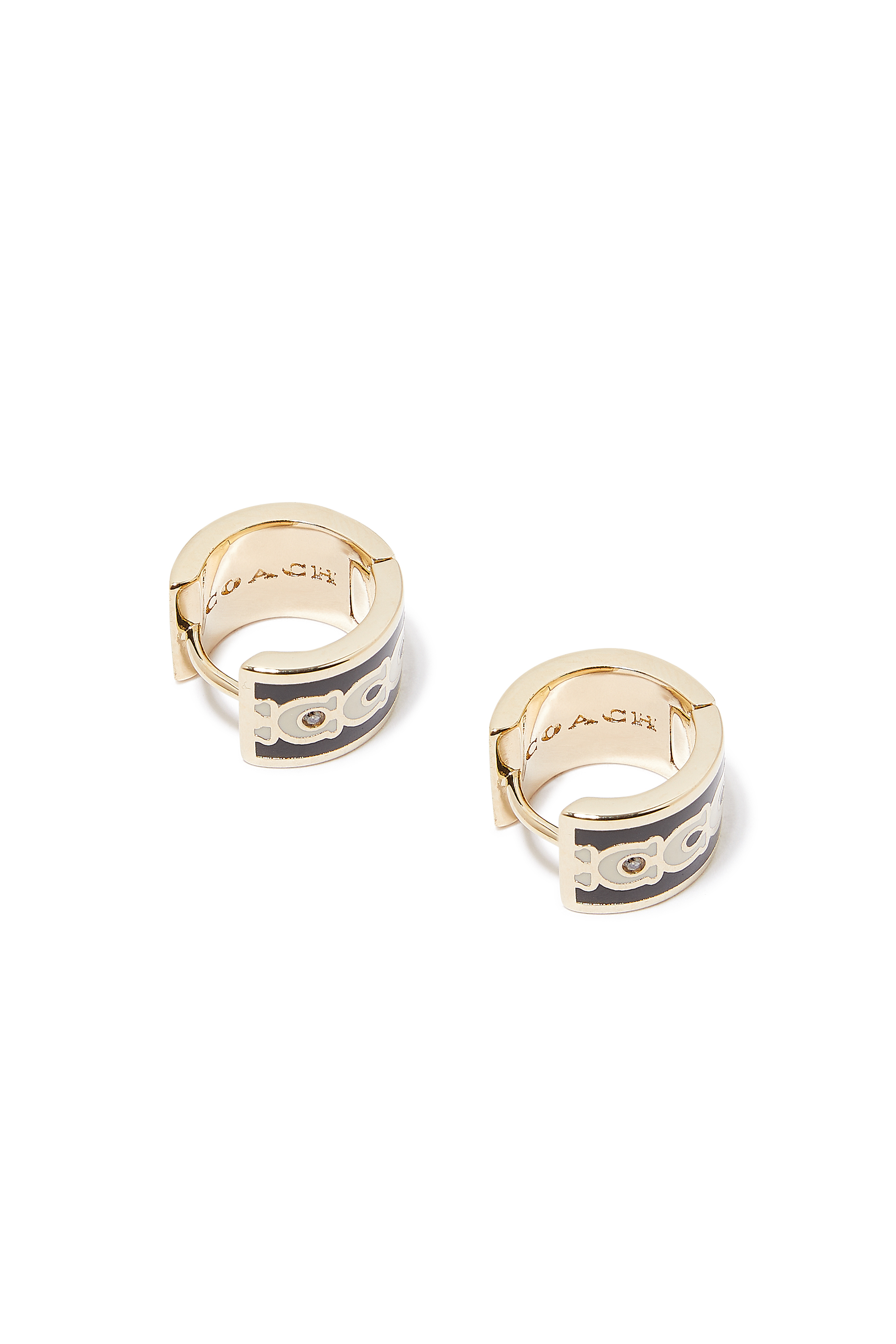 Enamel C Signature Huggie Earrings