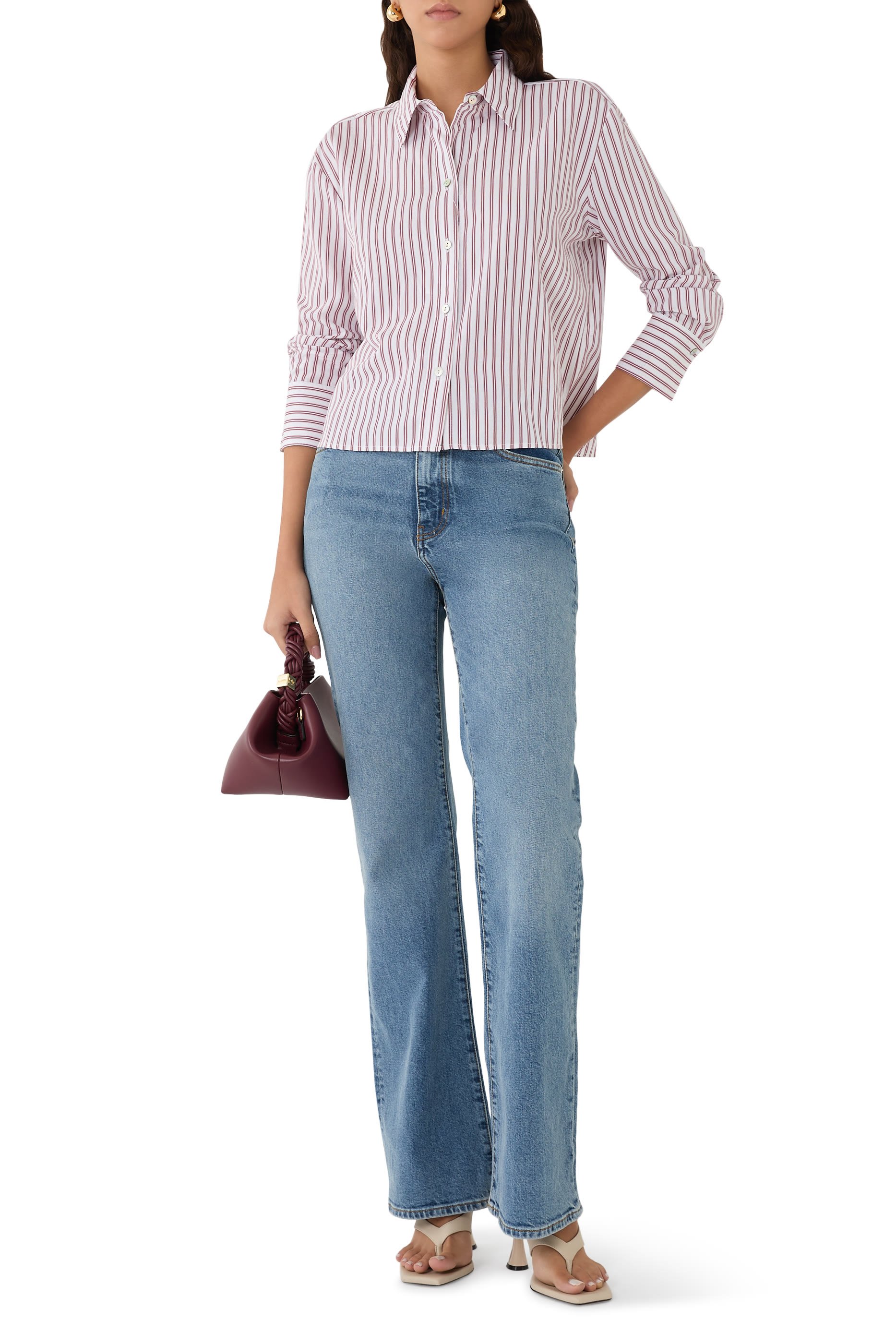 Till Stripe Cropped Button Down Shirt