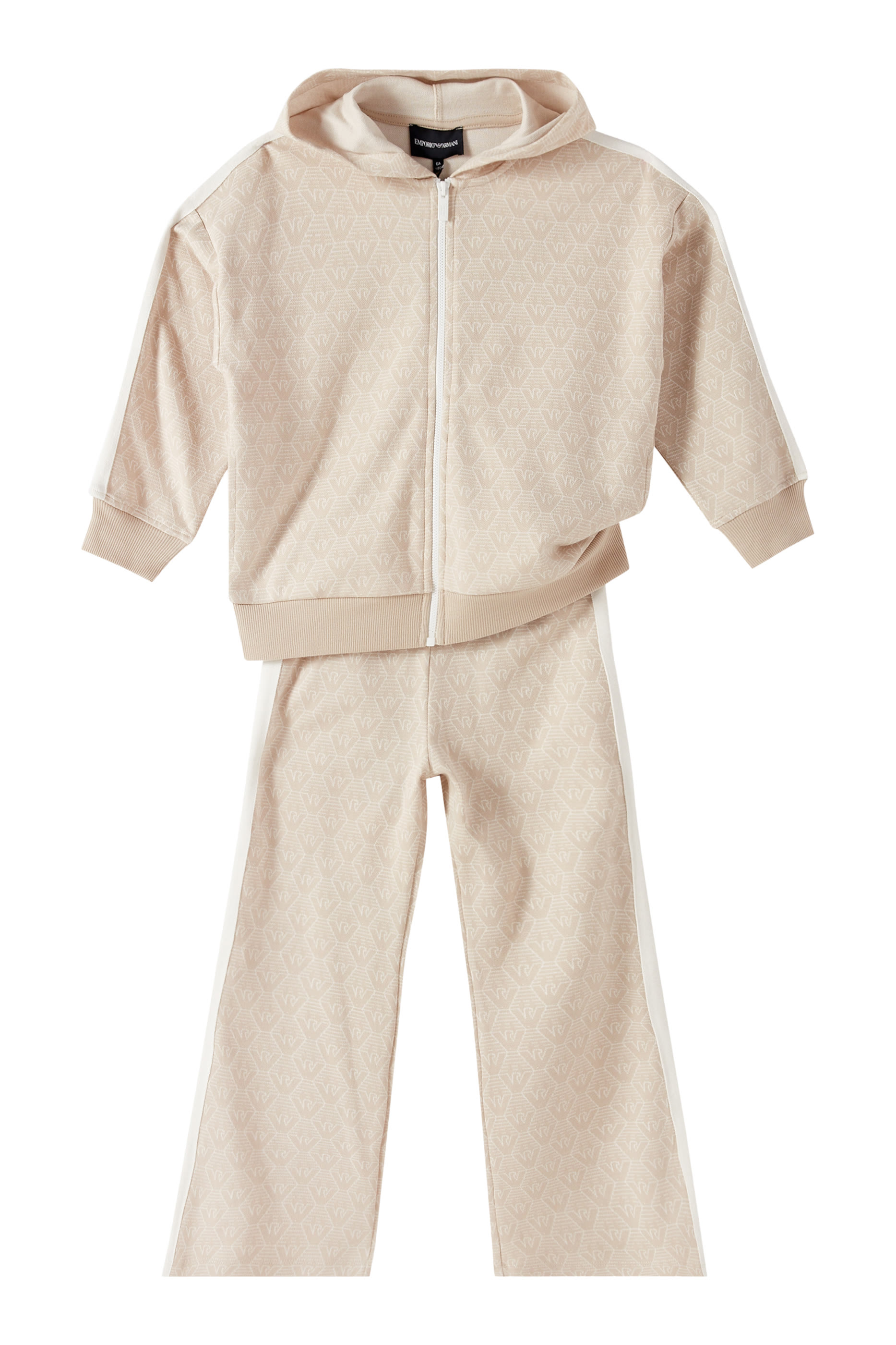 Kids Flared Trousers in All-Over Eagle Jacquard Jersey