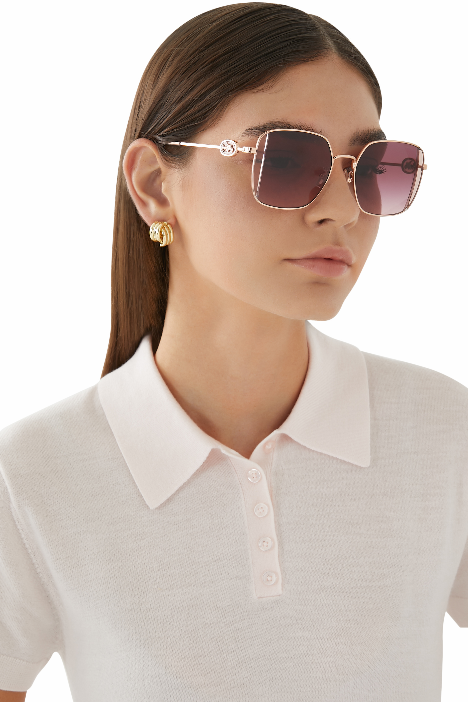 Horse and Carriage Metal Oversized Square Sunglasses