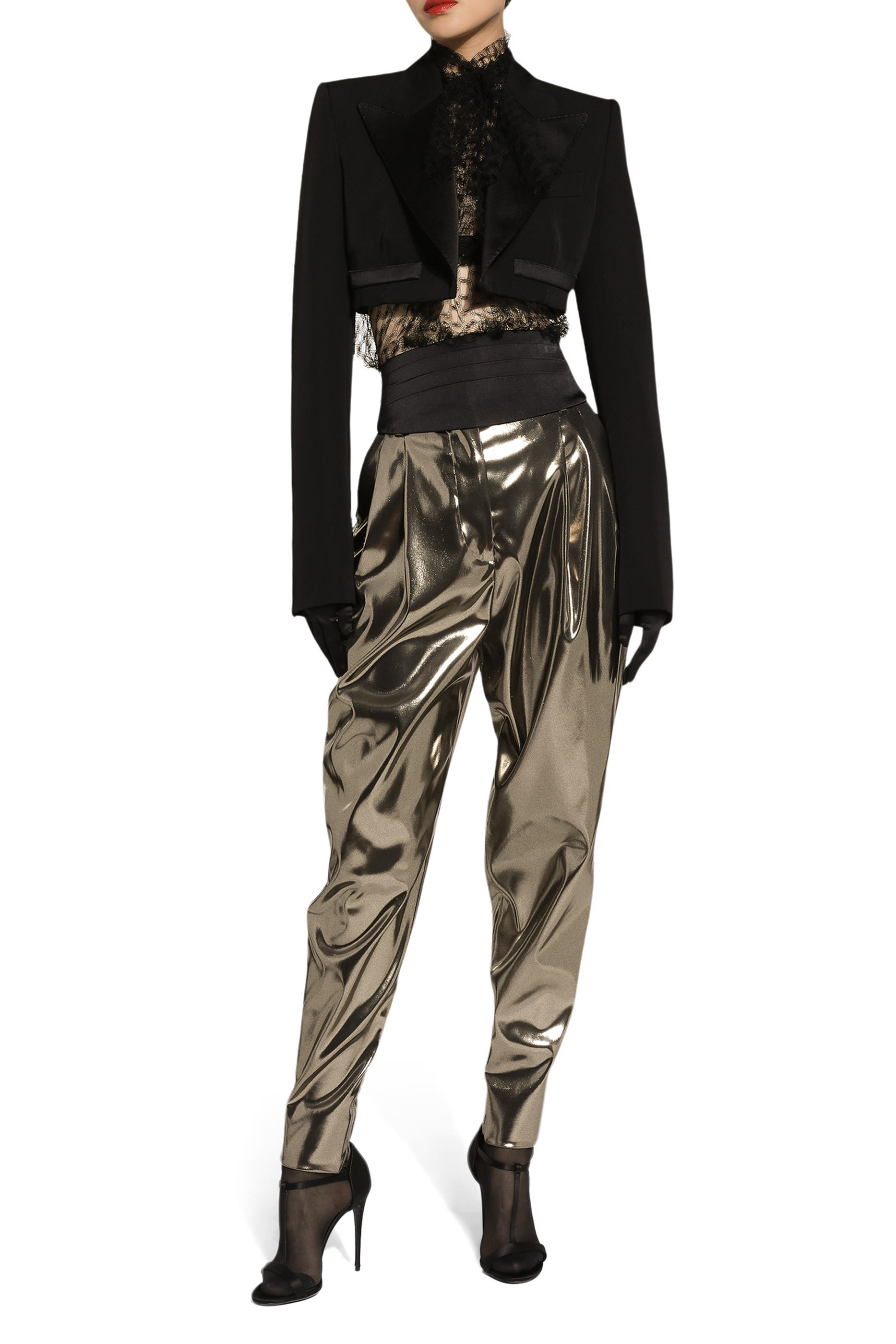 Single-Breasted Wool Gabardine Spencer Tuxedo Jacket